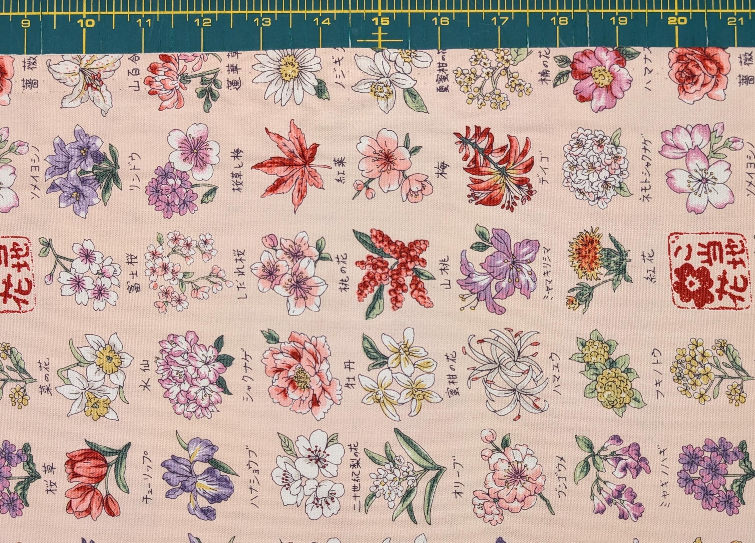 Kokka - National Flowers Cotton Oxford - Pink