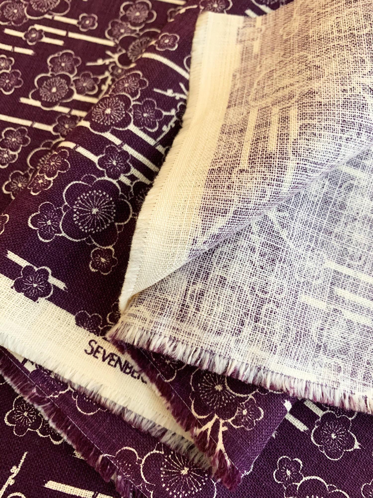 Sevenberry - Plum Cherry Blossoms Cotton Fabric - Purple