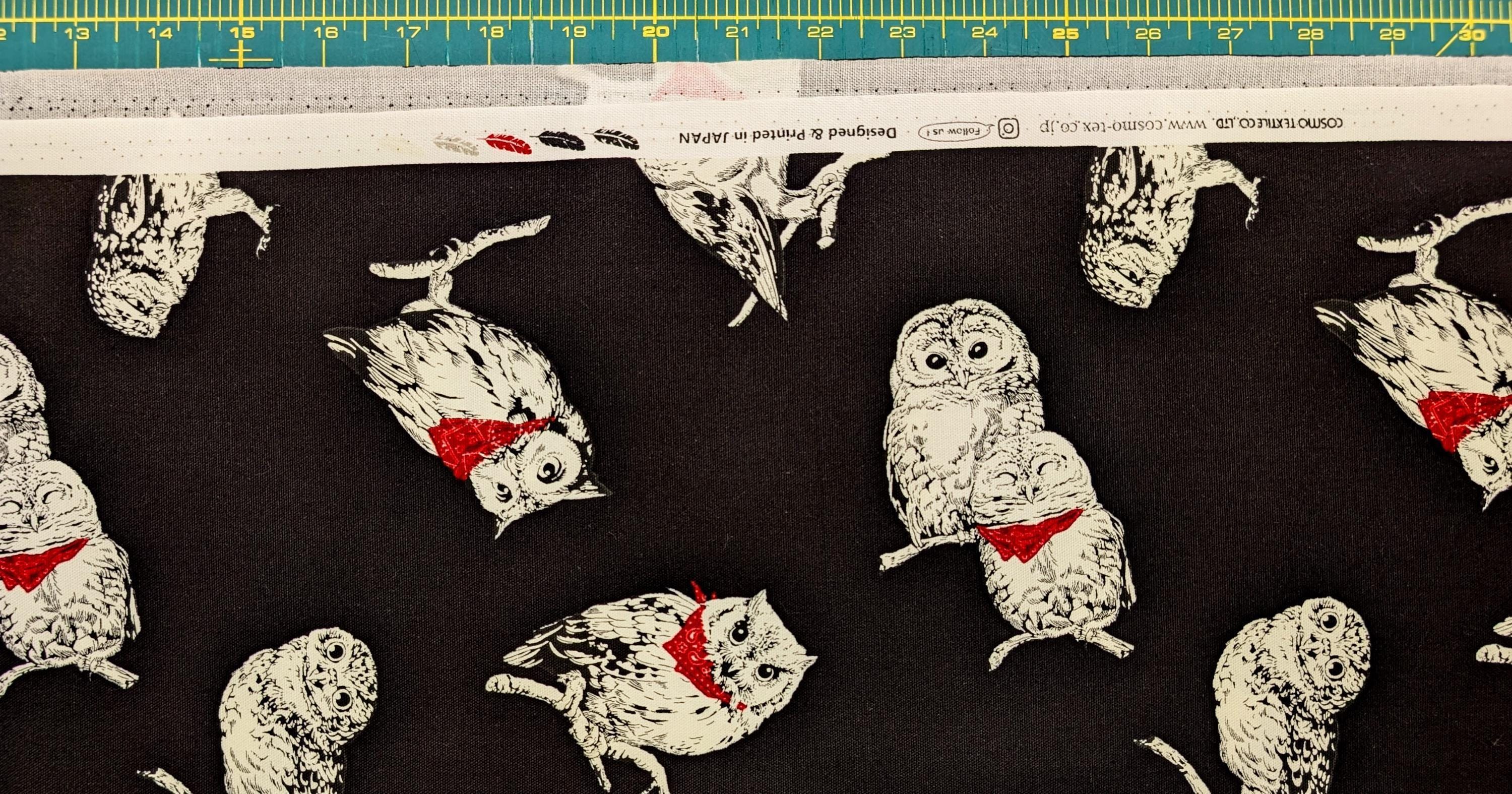 Cosmo - Owls in Bandanas Cotton Oxford - Black