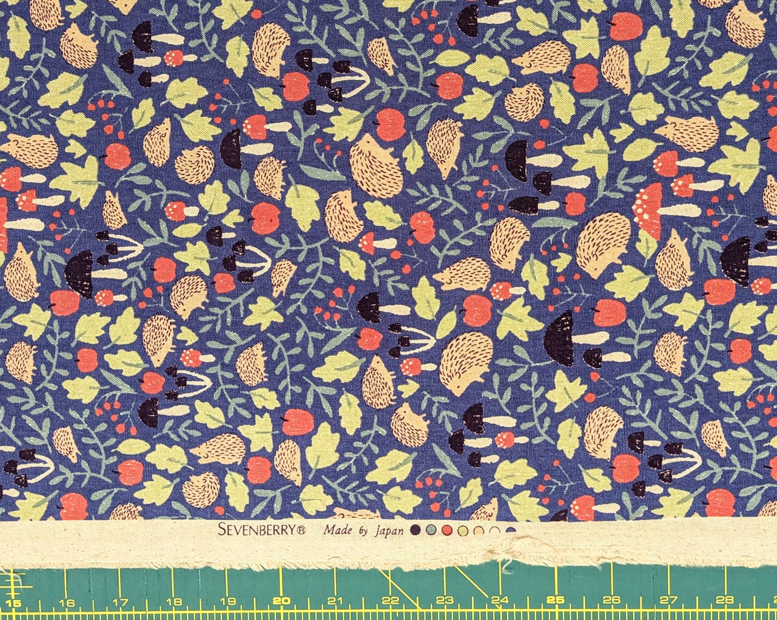 Sevenberry - Hedgehogs and Fungi Cotton/Linen Light Canvas - Purple