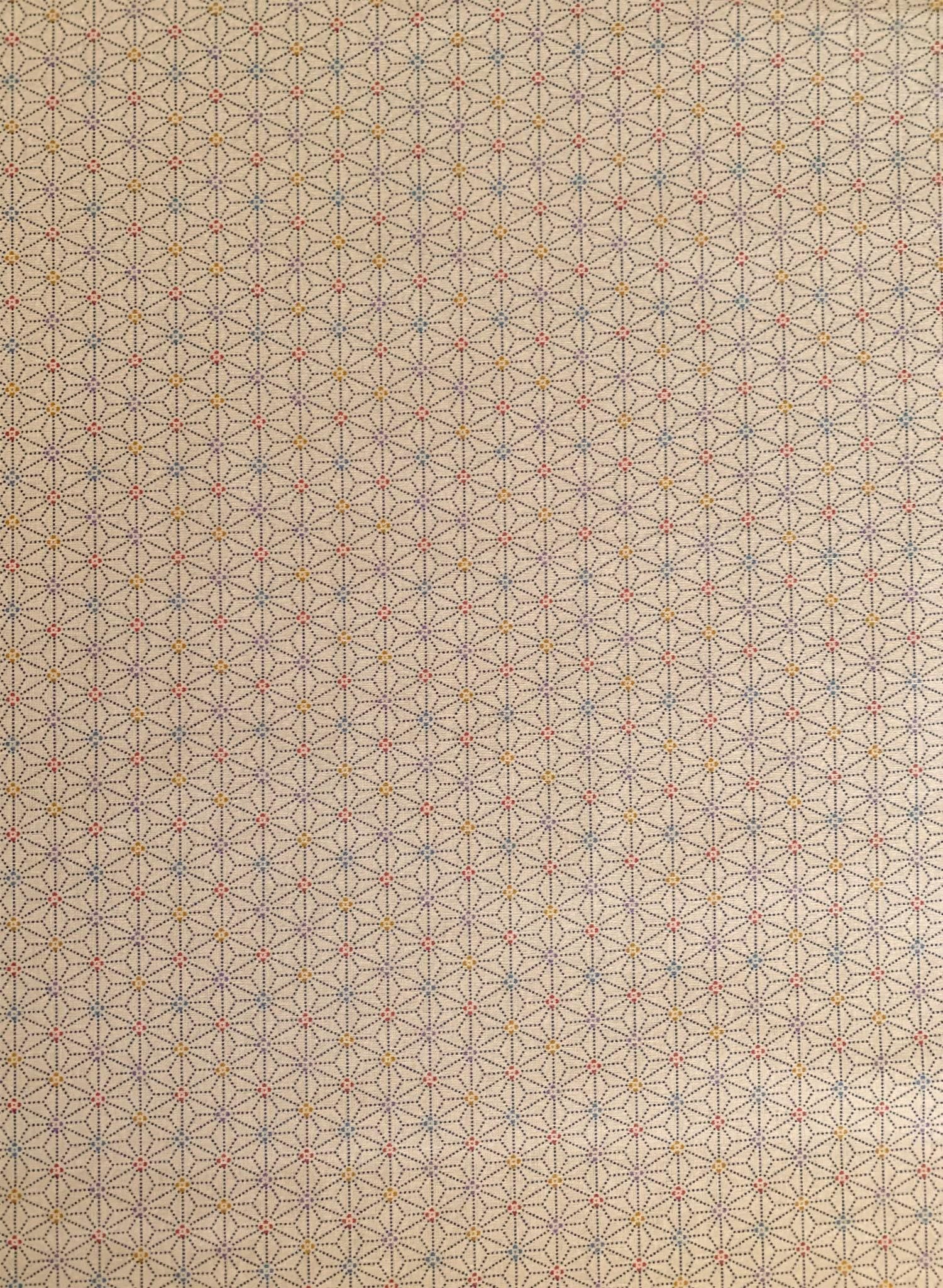 Sevenberry - Dotted Asanoha Stars Cotton Fabric - Yellow Beige