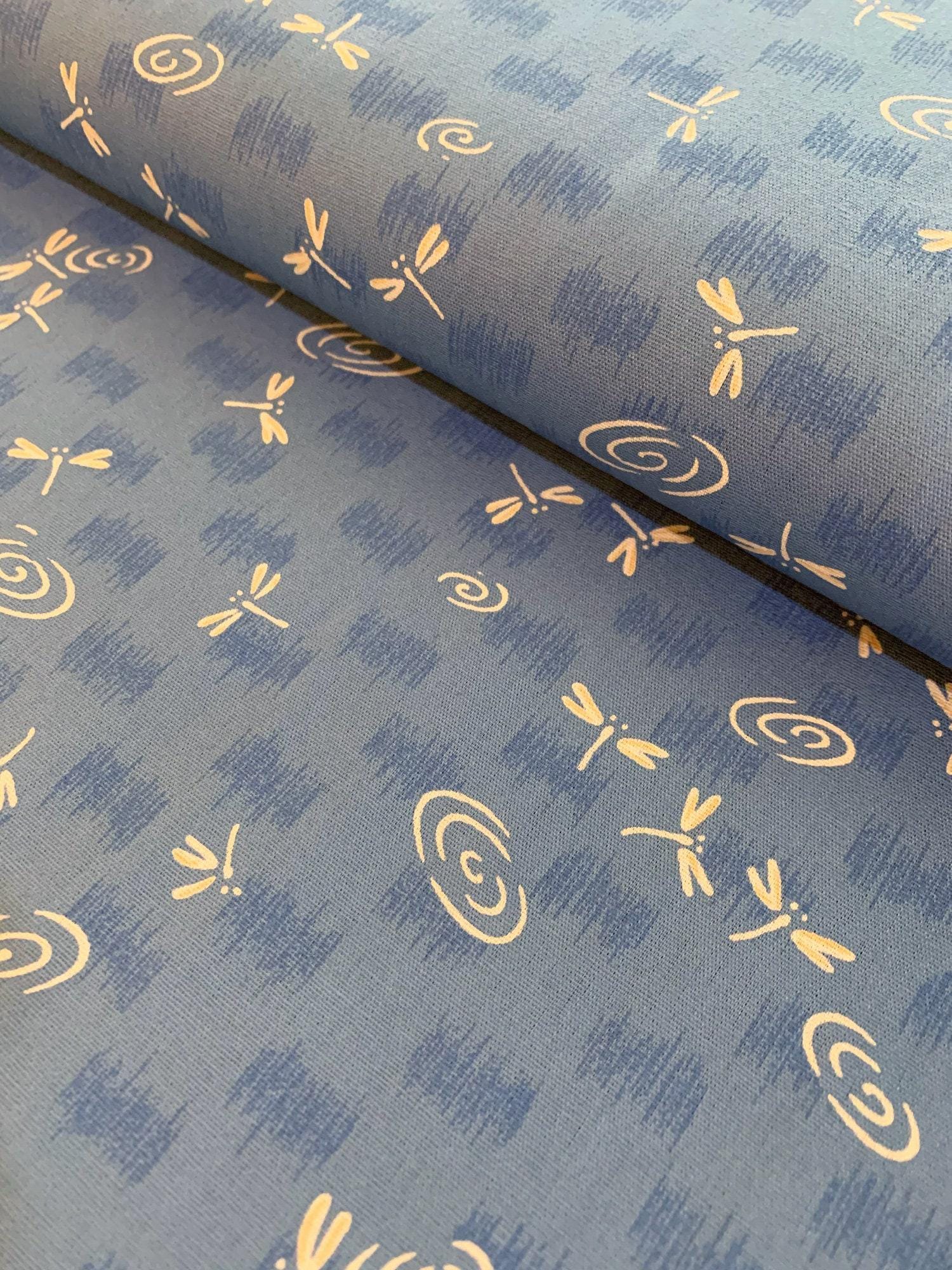 Dragonflies at the Water's Edge in blue Japanese cotton fabric 3030-4B