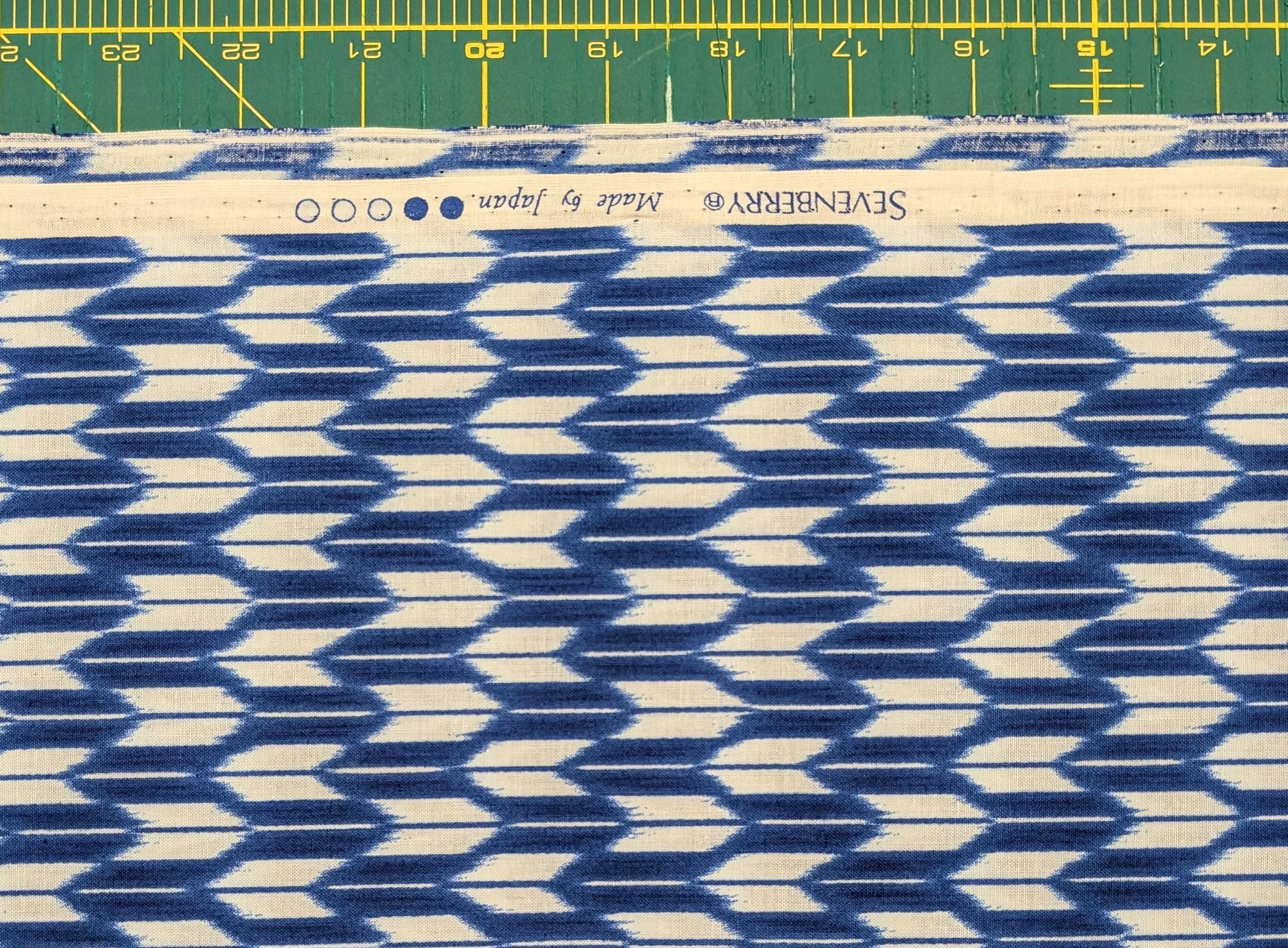 Sevenberry - Arrow Printed Shibori-Style Collection Cotton Fabric - Medium Blue and White
