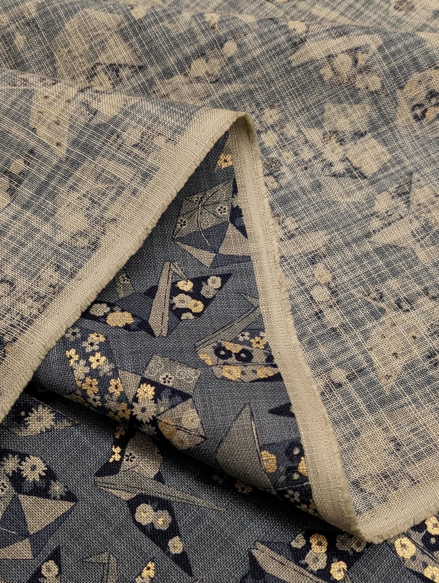Sevenberry - Golden Origami Cotton Fabric - Light Blue