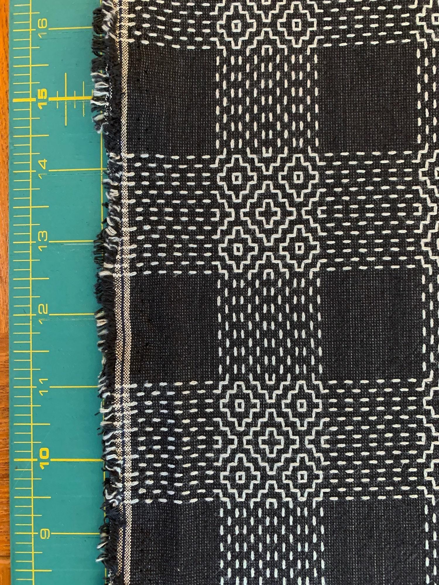 Olympus - Sashiko Sakizomemomen Fabric by the Yard - Black Gray