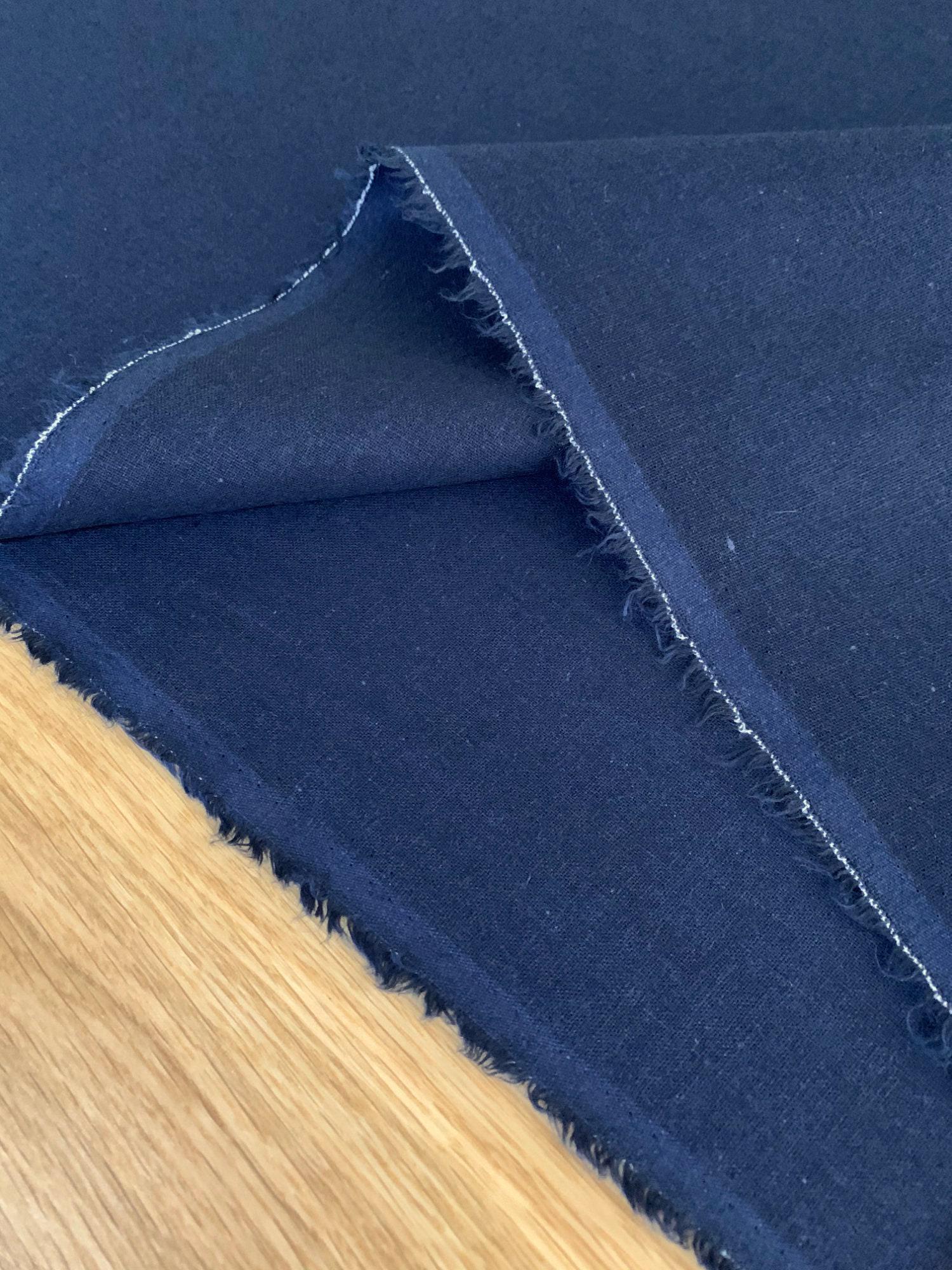 Hishiei - Solid Cotton/Linen Fabric - Indigo Blue