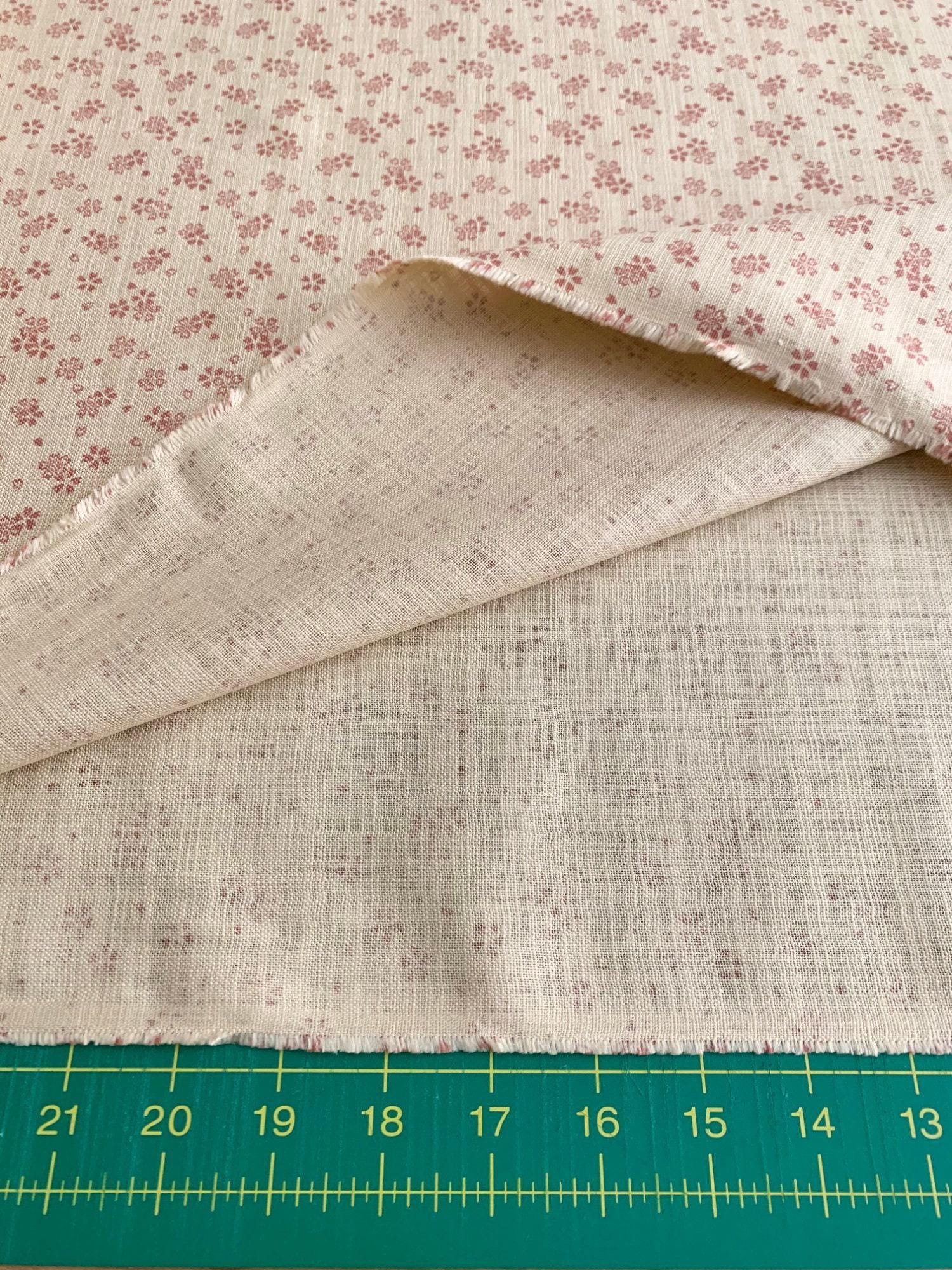Sevenberry - Cherry Blossoms Homespun Cotton Fabric - Beige Pink