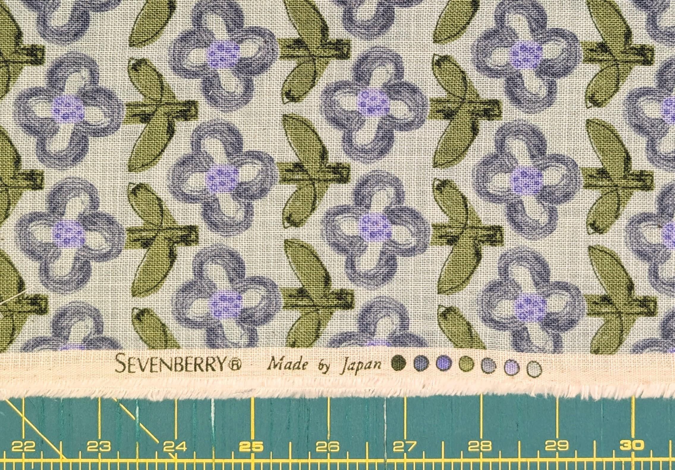 Sevenberry - NEW Standing Flowers rustic Weave Cotton Fabric - Blue and Green