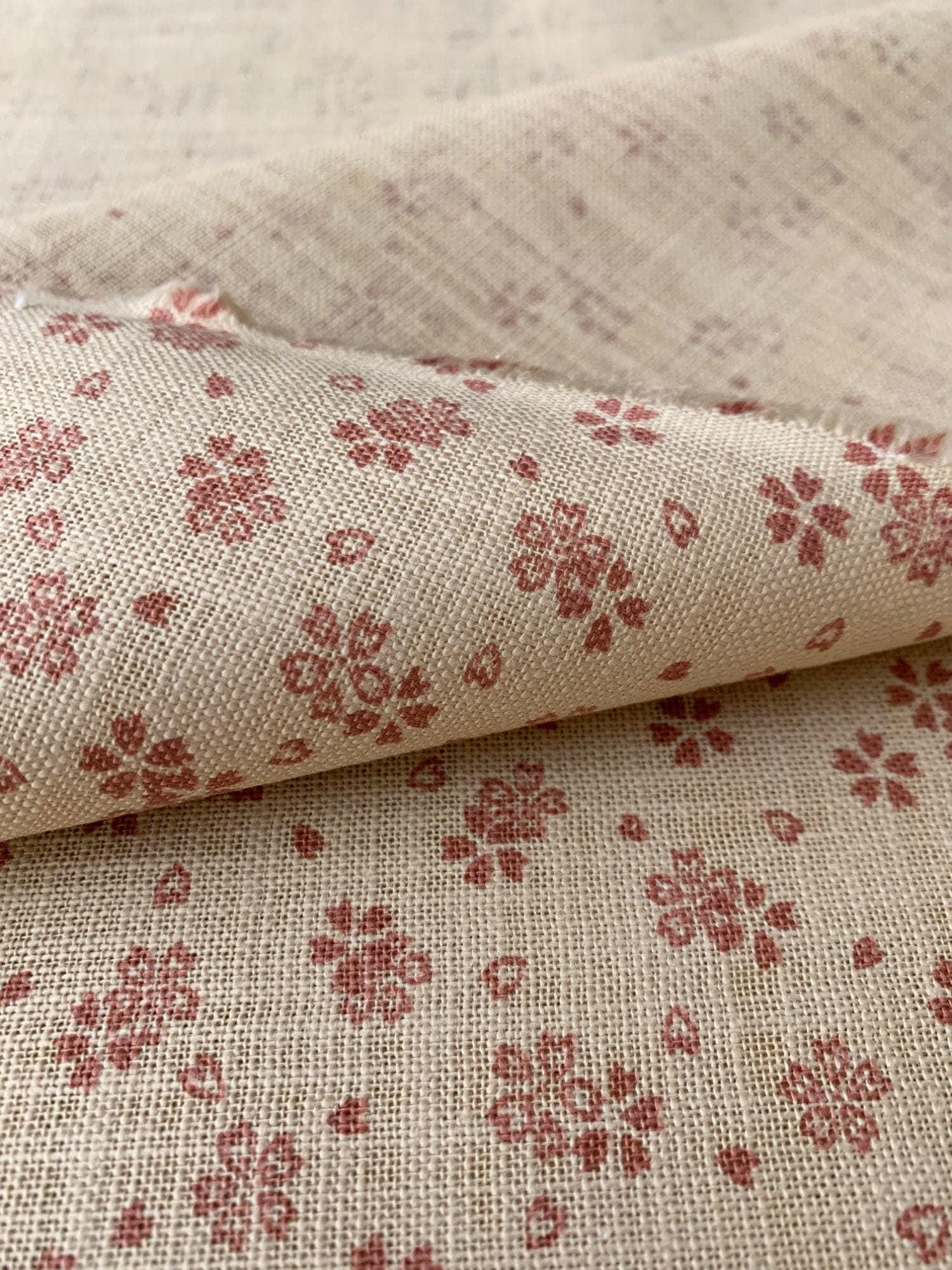 Sevenberry - Cherry Blossoms Homespun Cotton Fabric - Beige Pink