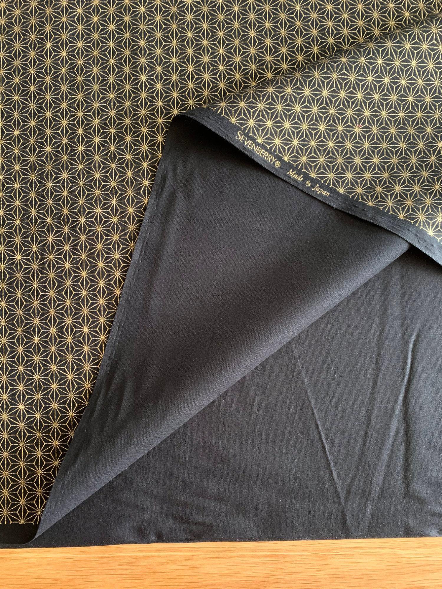 Sevenberry - Golden Asanoha Stars Cotton Fabric - Black