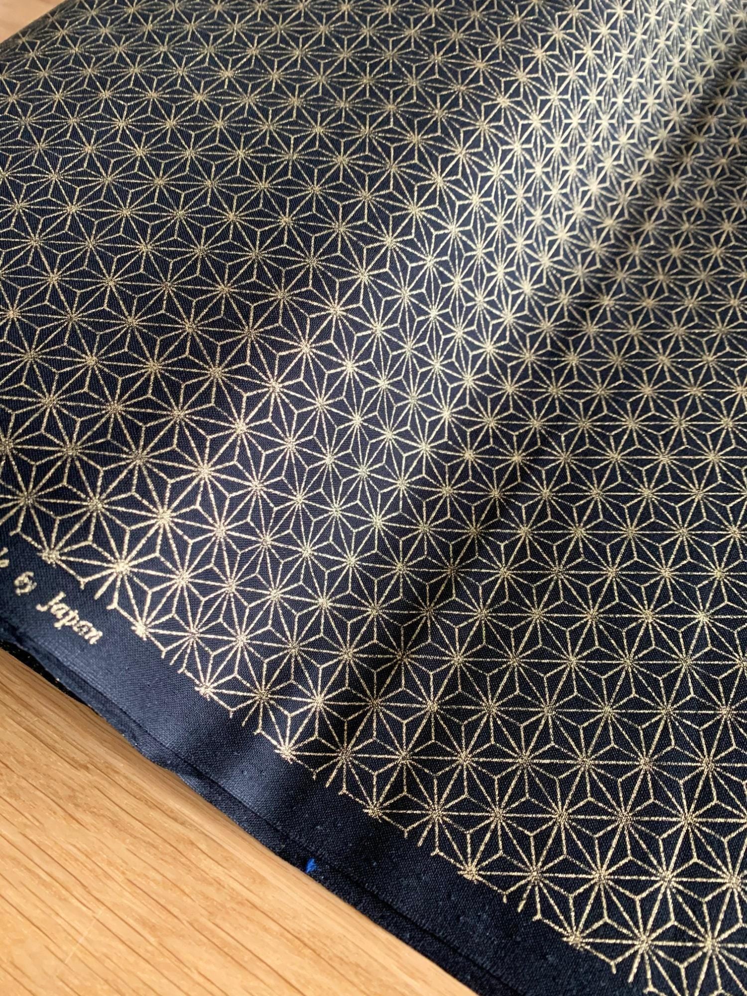 Sevenberry - Golden Asanoha Stars Cotton Fabric - Black