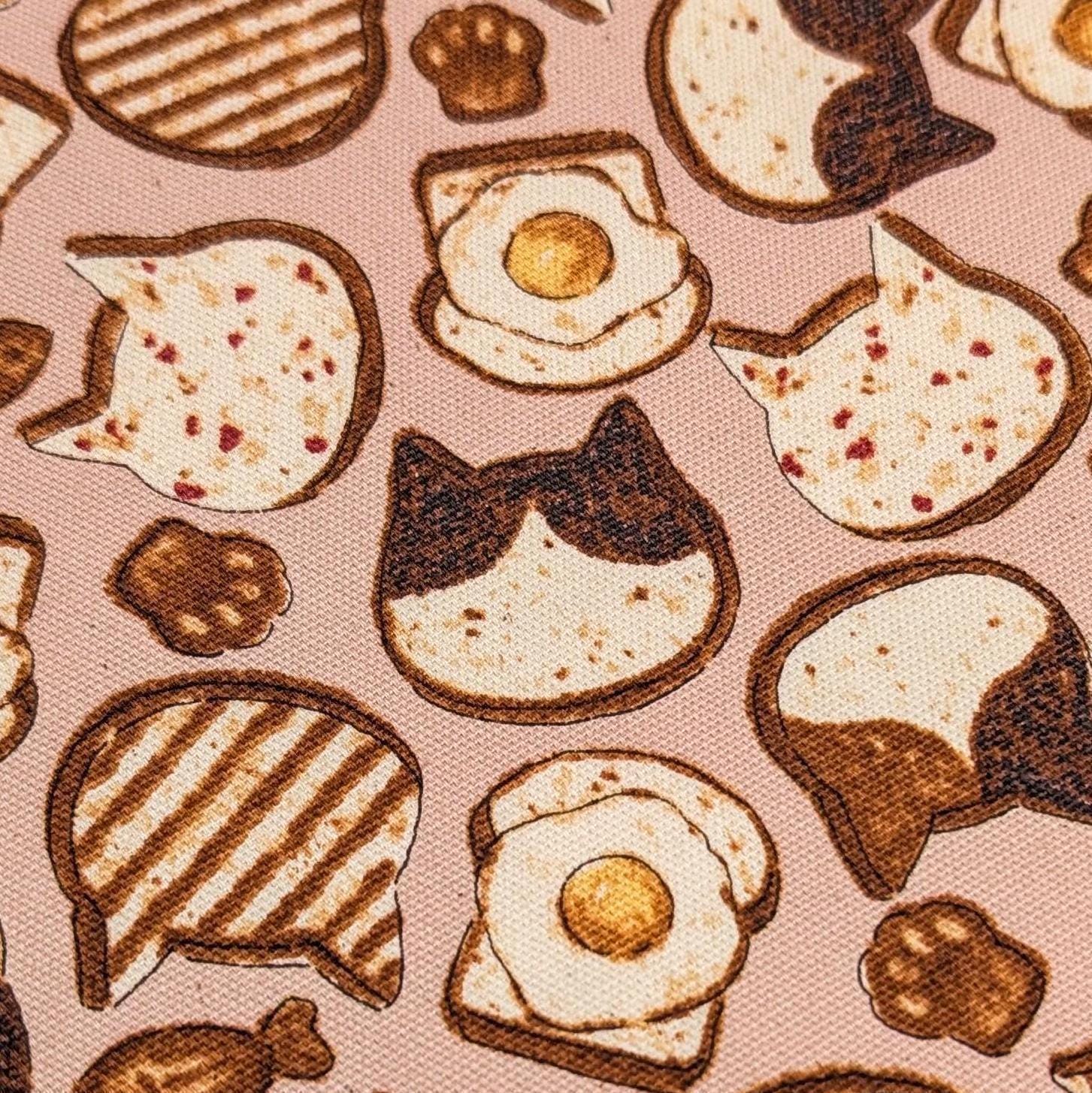 Kokka - Cat Toast Cotton Light Oxford - Pink