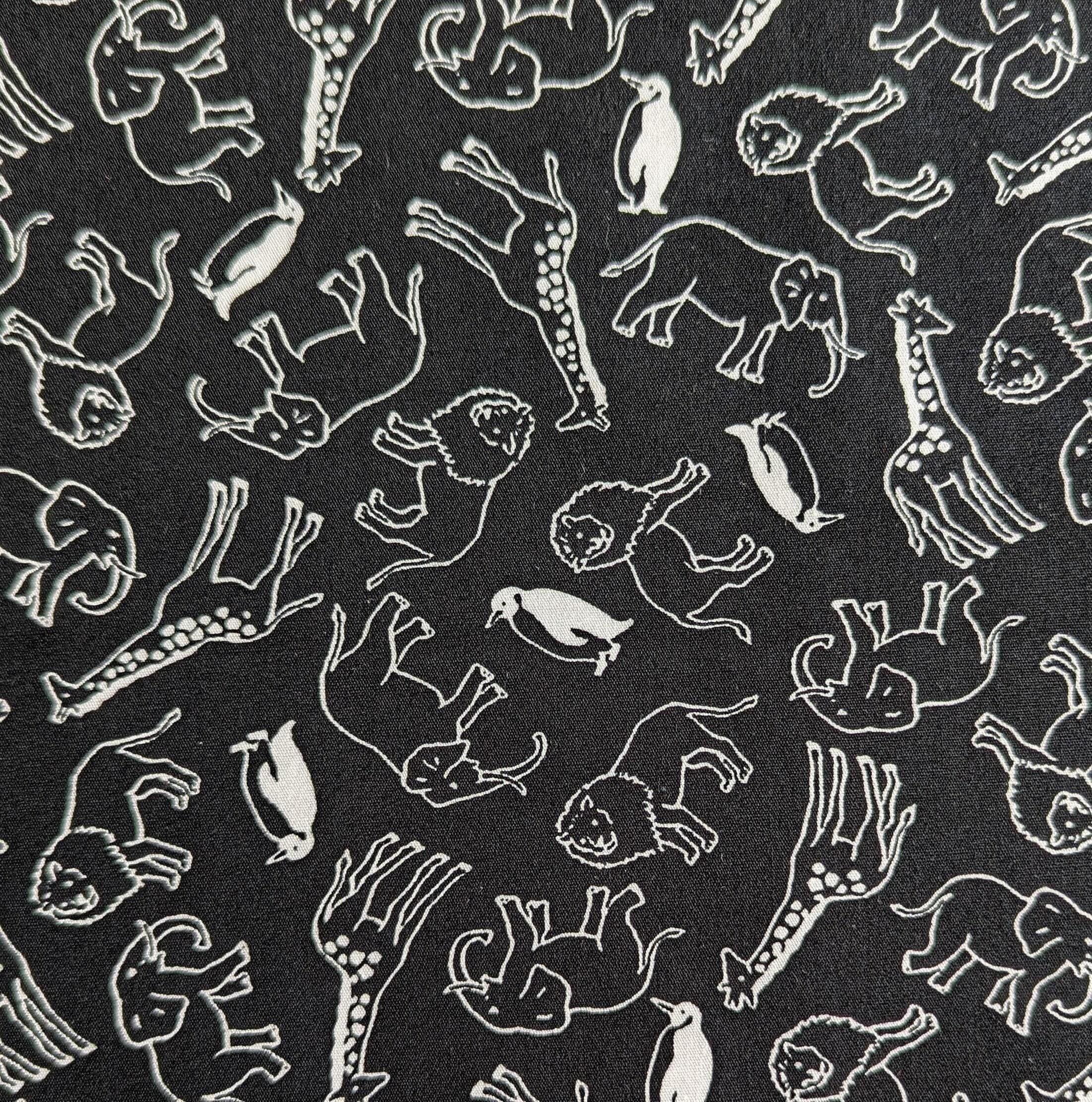 Sevenberry - African Animals Cotton Fabric - Black