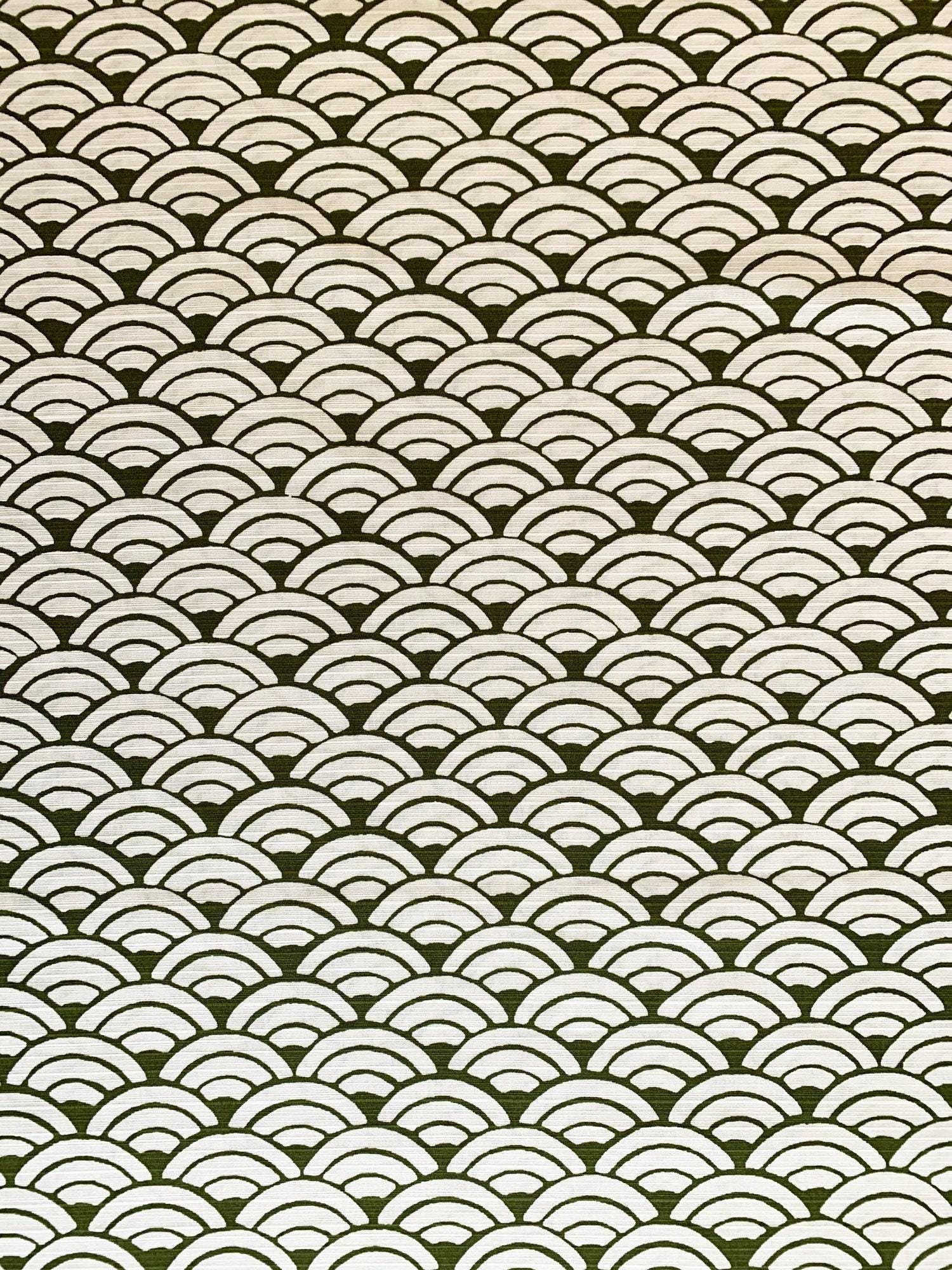 Sevenberry - Waves Cotton Dobby - White Olive Green