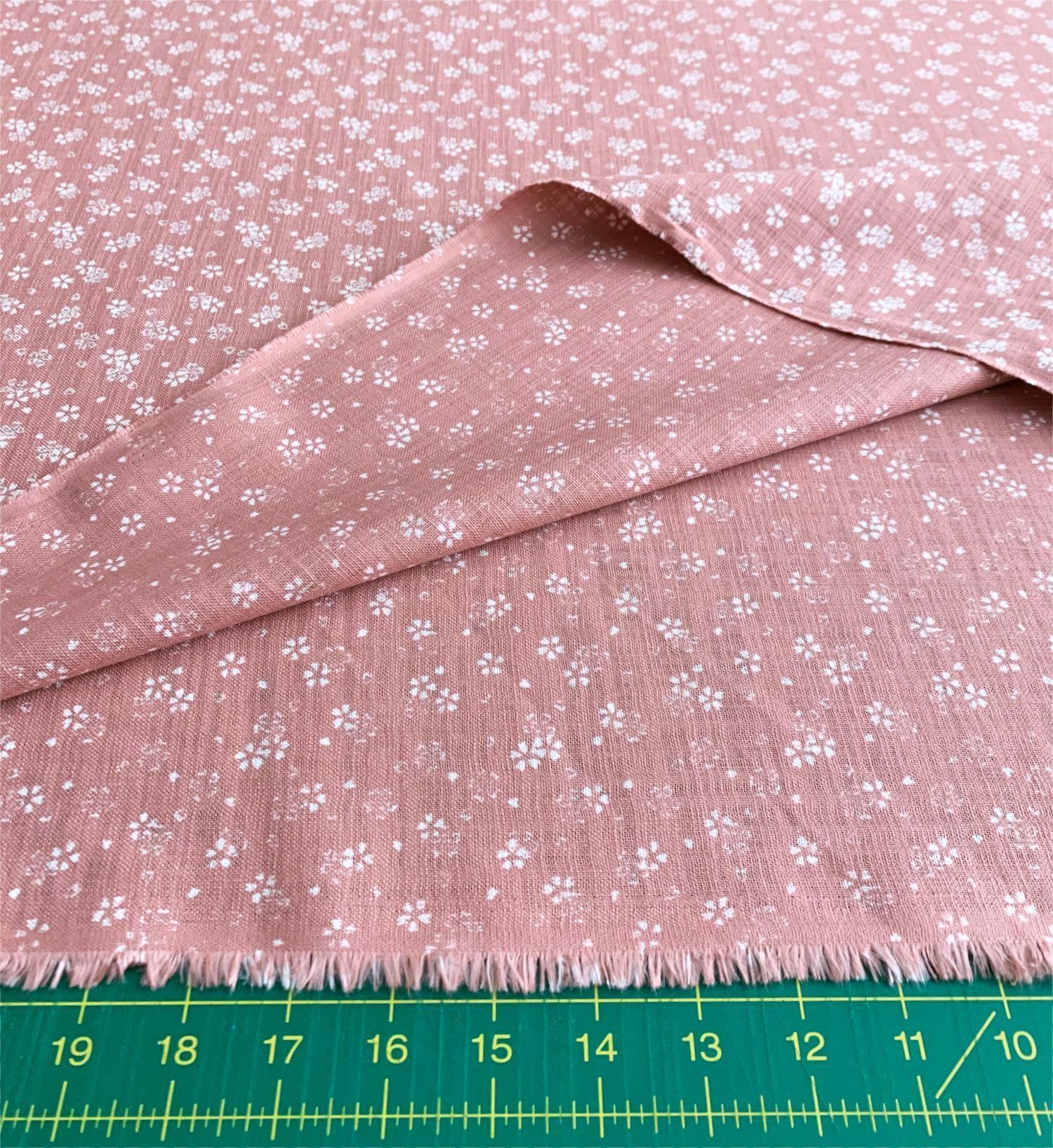 Sevenberry - Cherry Blossoms Homespun Cotton Fabric - Pink Beige