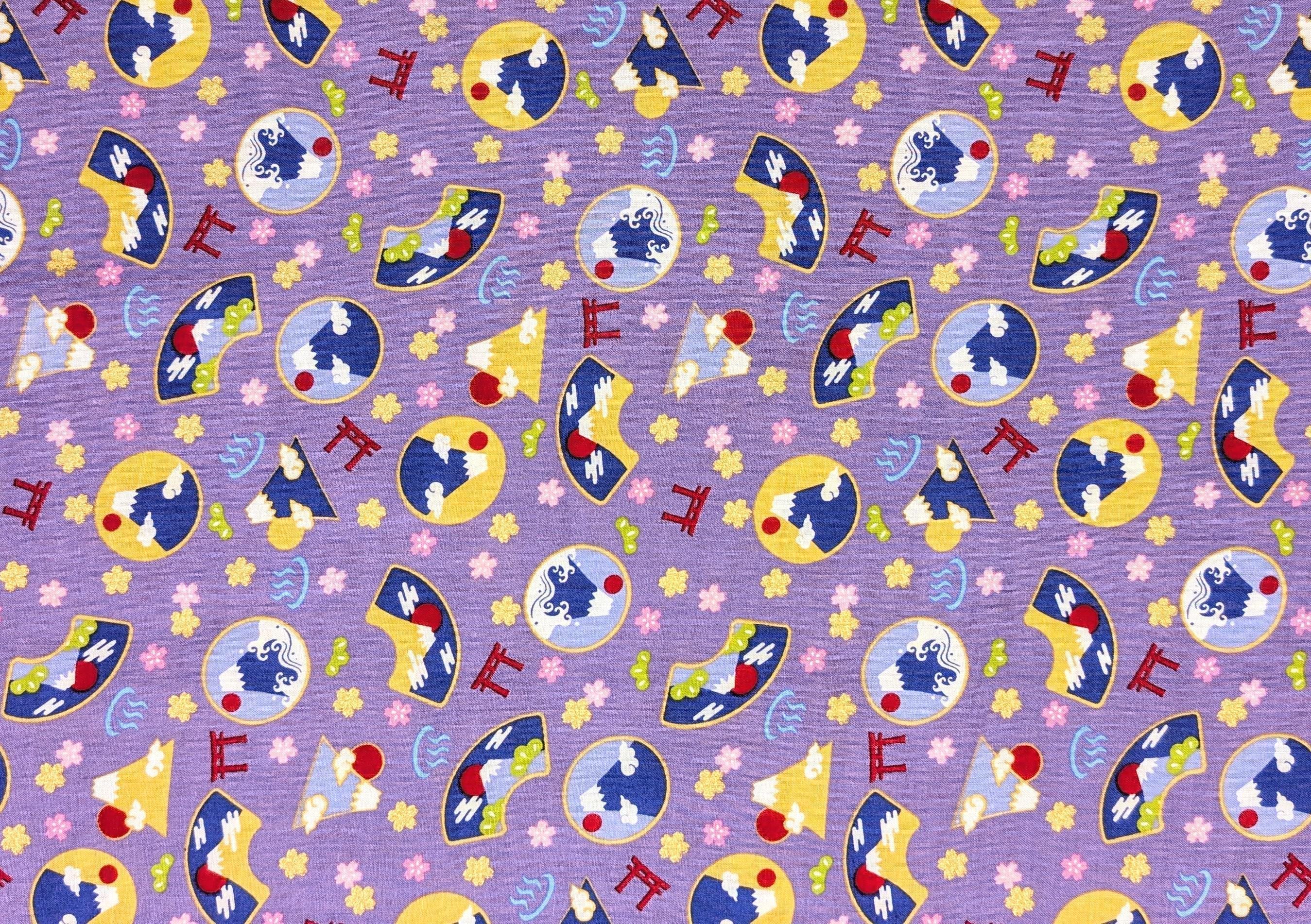 Asano - Mountain Onsen Cotton Fabric - Purple