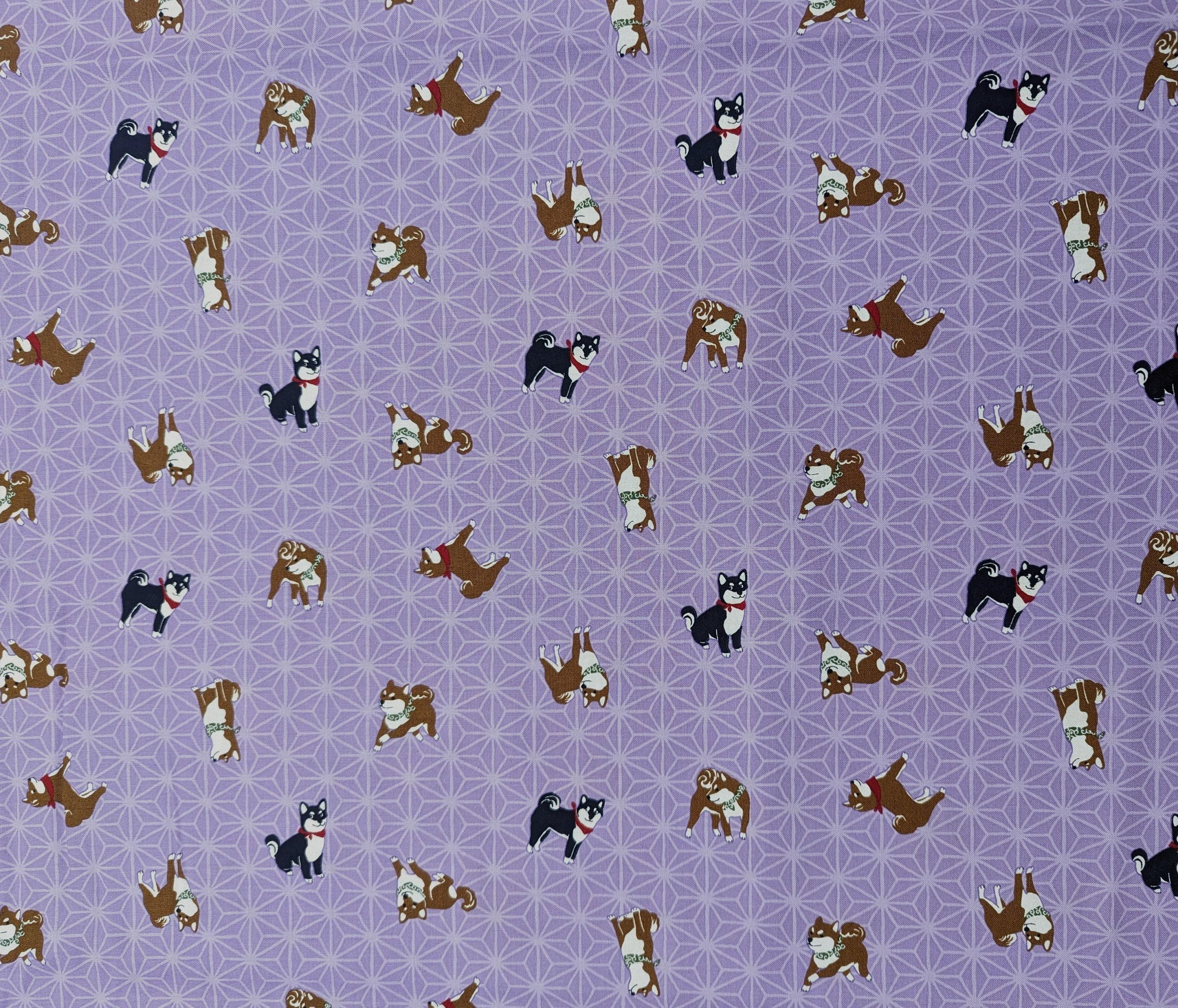 Hishiei - Asanoha Shibas Cotton Fabric - Purple