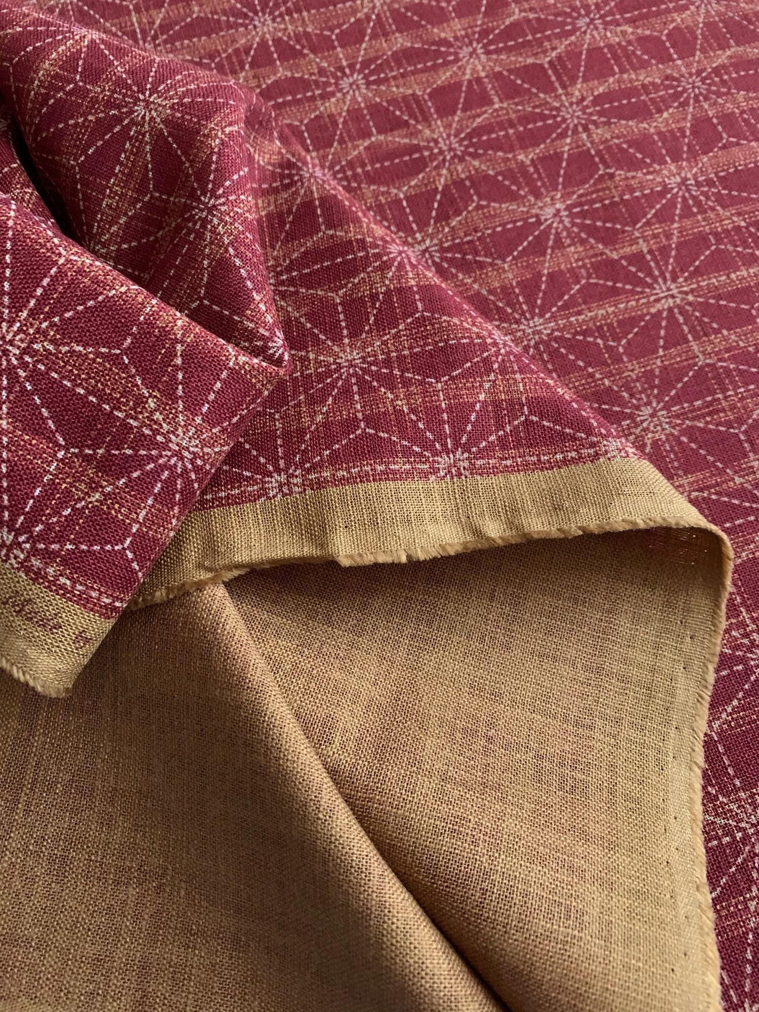Sevenberry - Asanoha Hemp Leaf Star Cotton Fabric - Red Tan