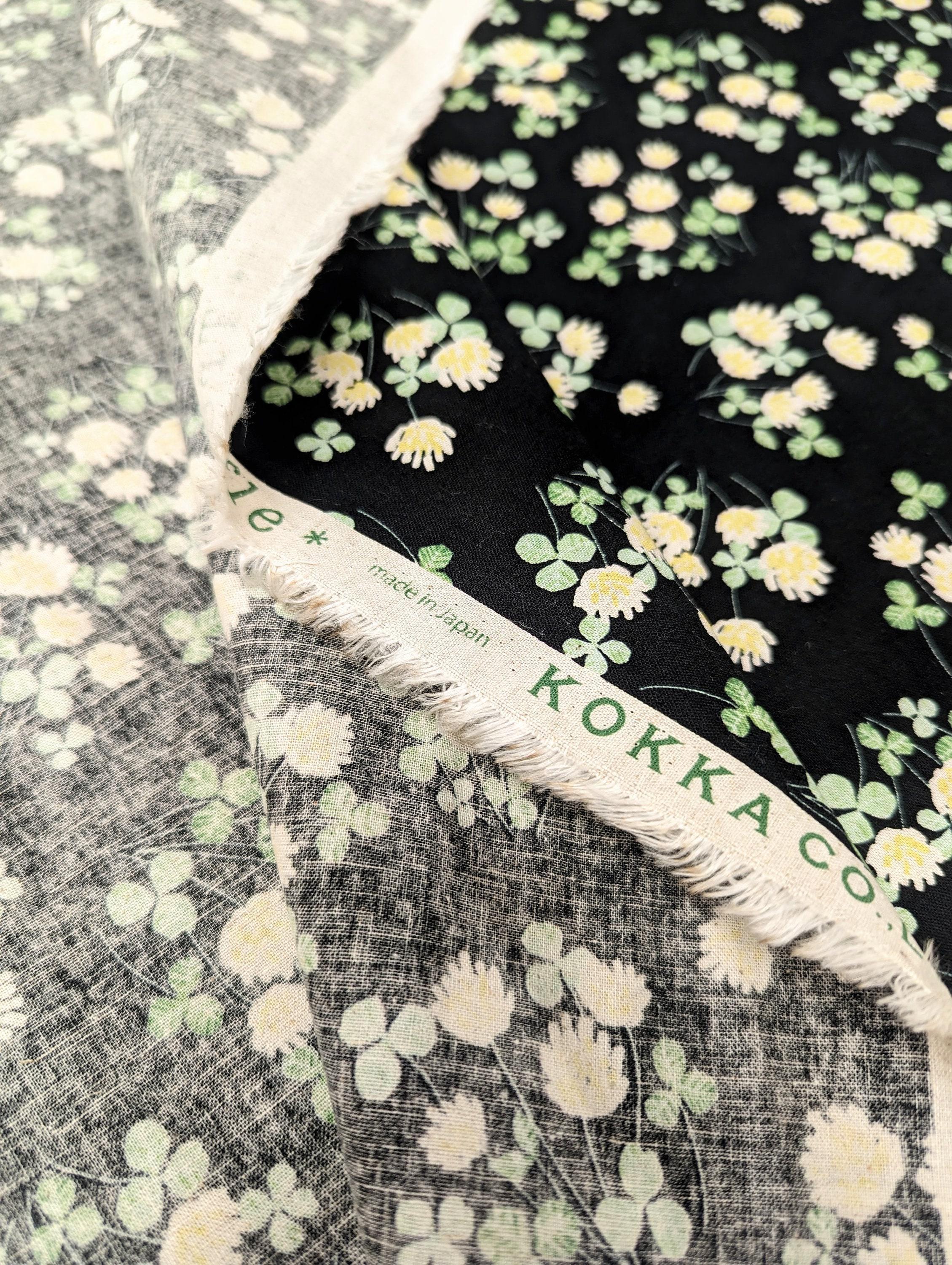 Kokka - Spring Bouquet Cotton/Linen Fabric - Black