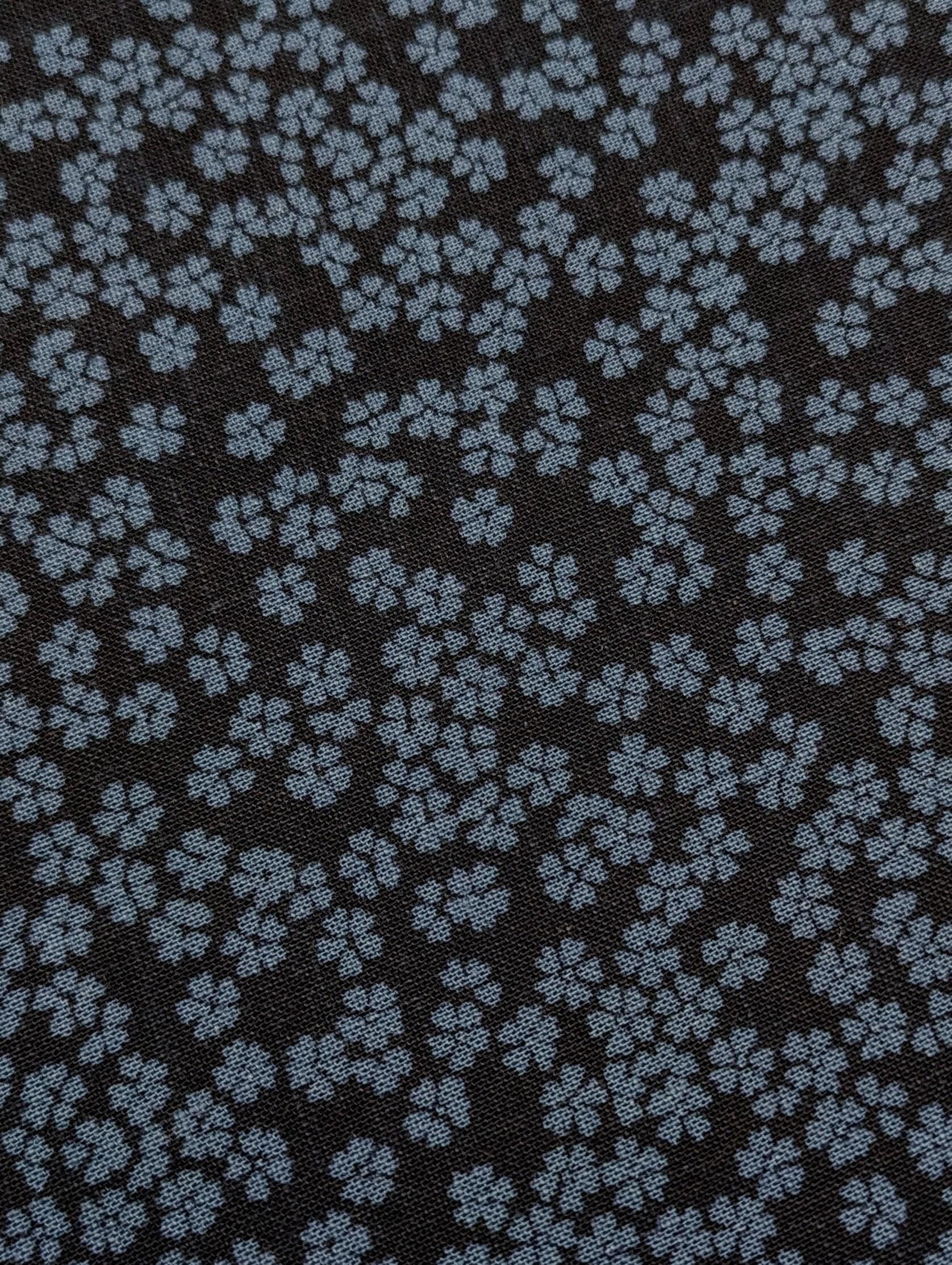 Kurenai - Hand Stenciled Cherry Blossoms Cotton - Blue