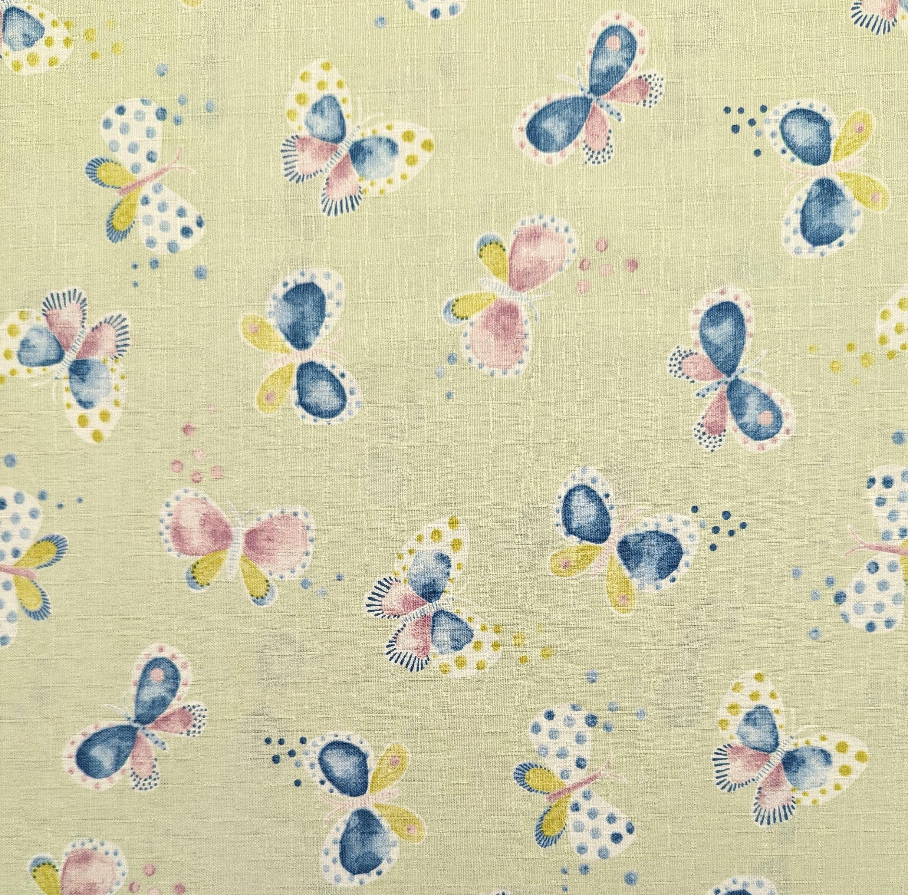 Koizumi - Pastel Butterflies Cotton Dobby - Light Green