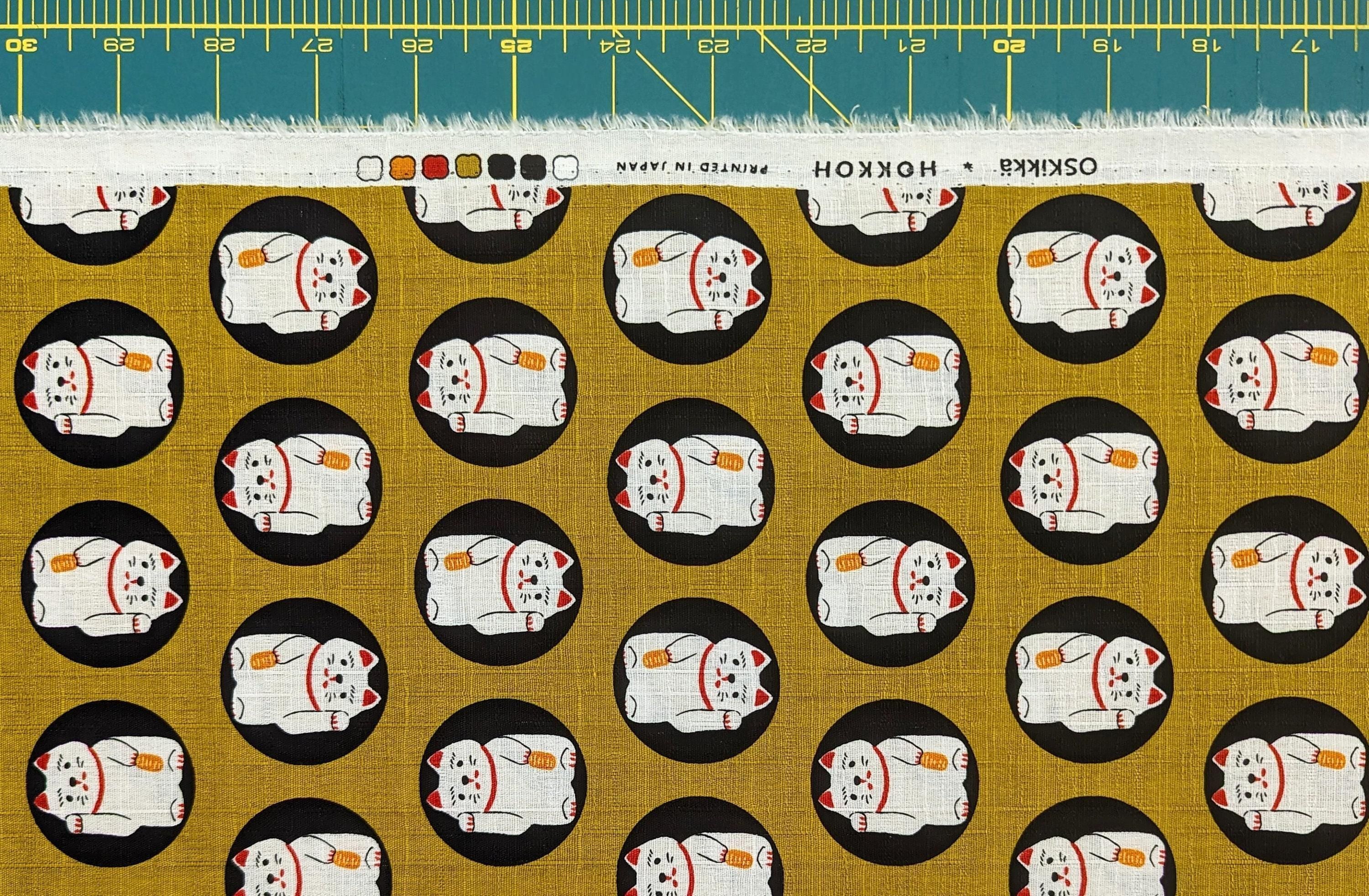 Hokkoh - Lucky Cats Cotton Dobby - Yellow