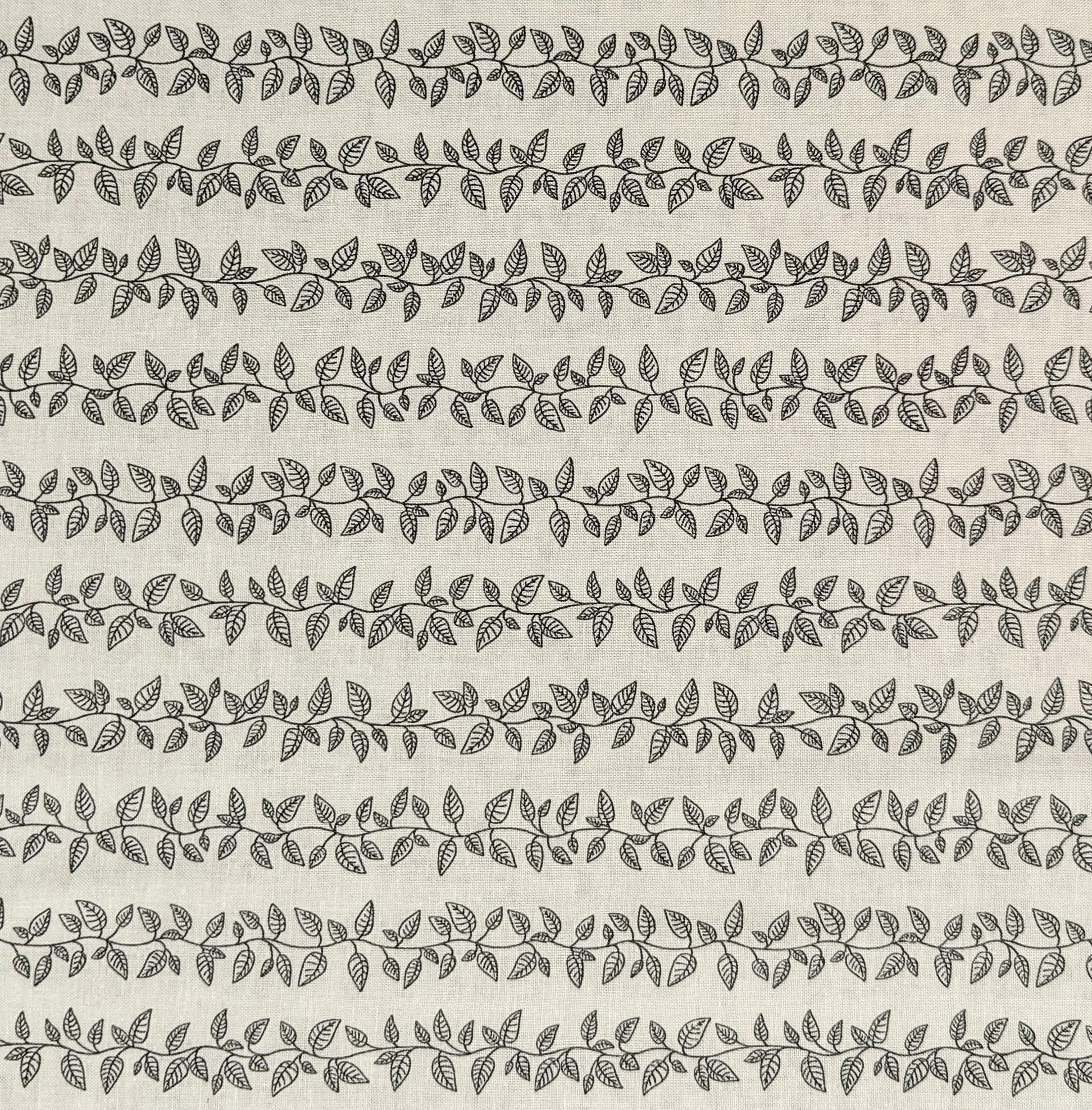 Cosmo - Vining Leaves Cotton Sheeting - White & Gray