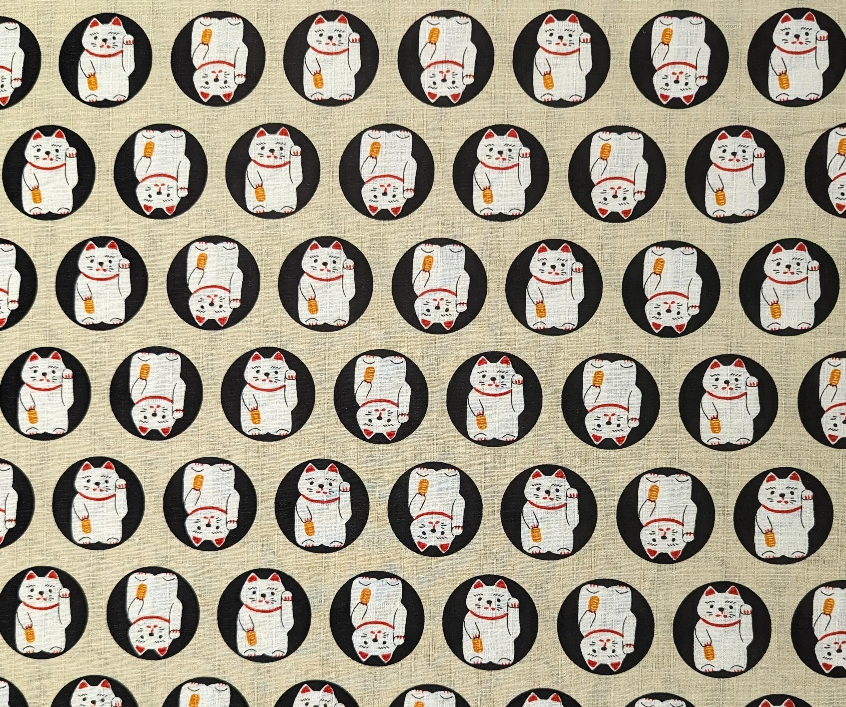 Hokkoh - Lucky Cats Cotton Dobby - Beige