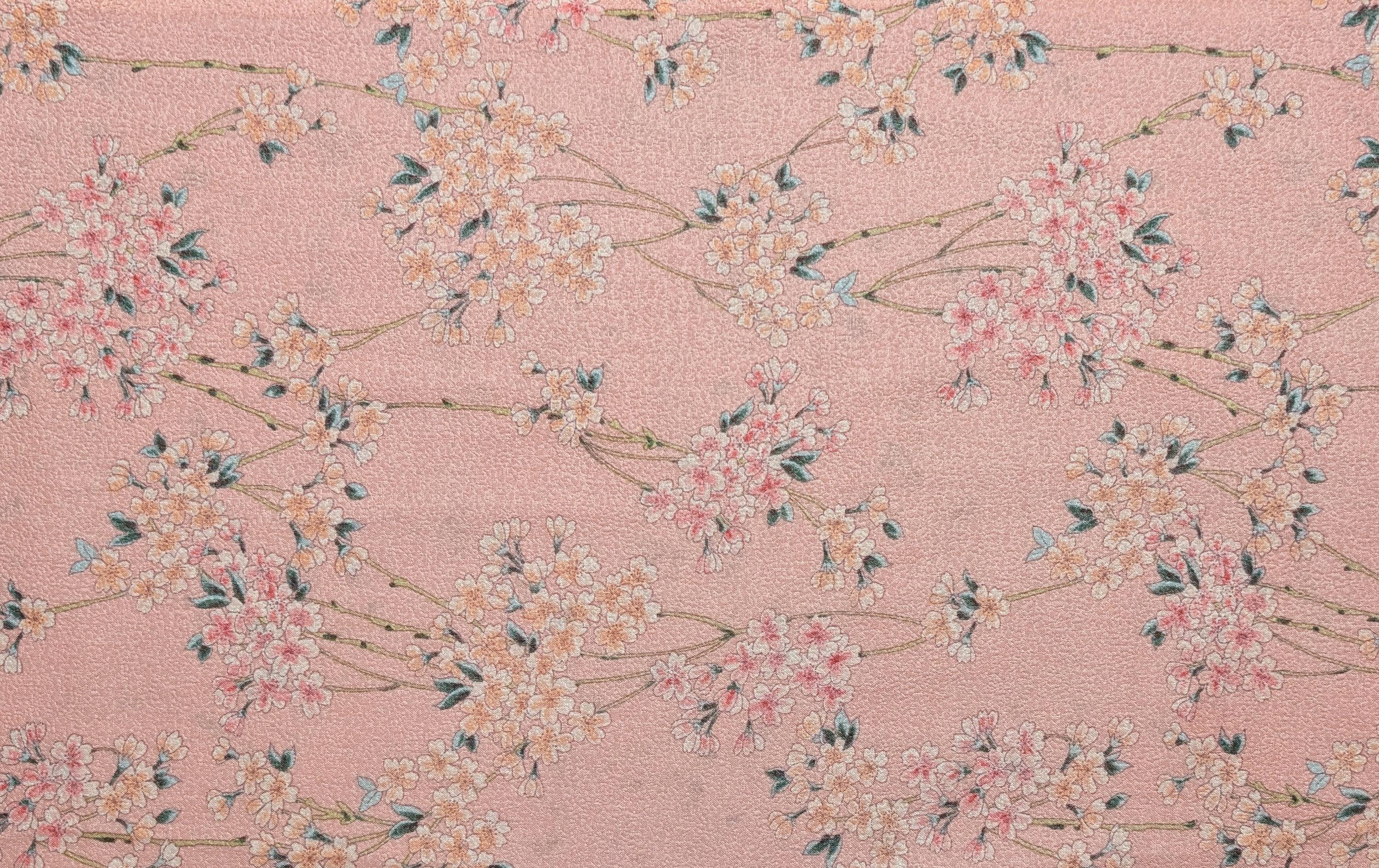 Sakura Flowers & Branches Asano Japanese crepe cotton fabric 0606-66 C pink