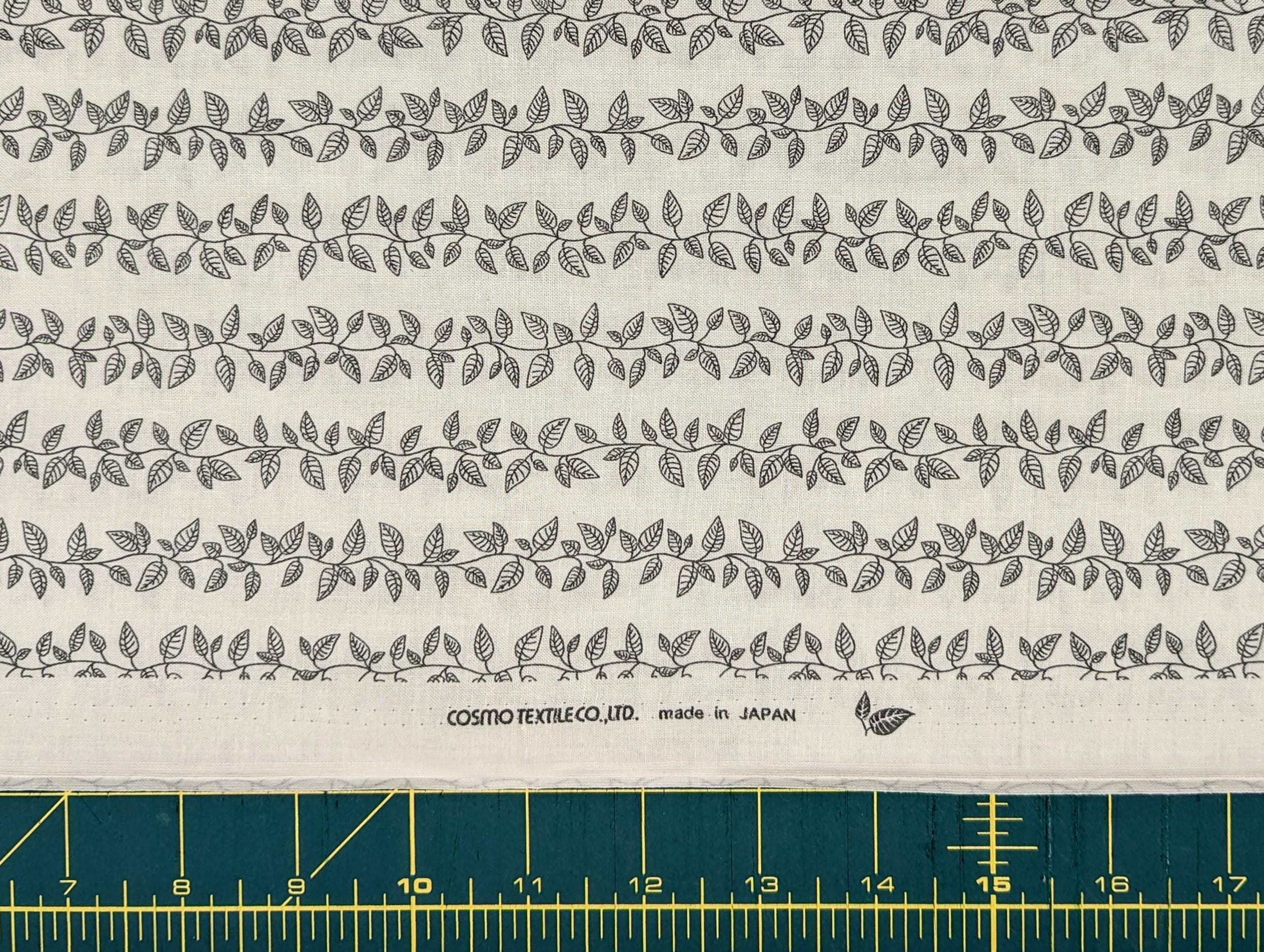 Cosmo - Vining Leaves Cotton Sheeting - White & Gray