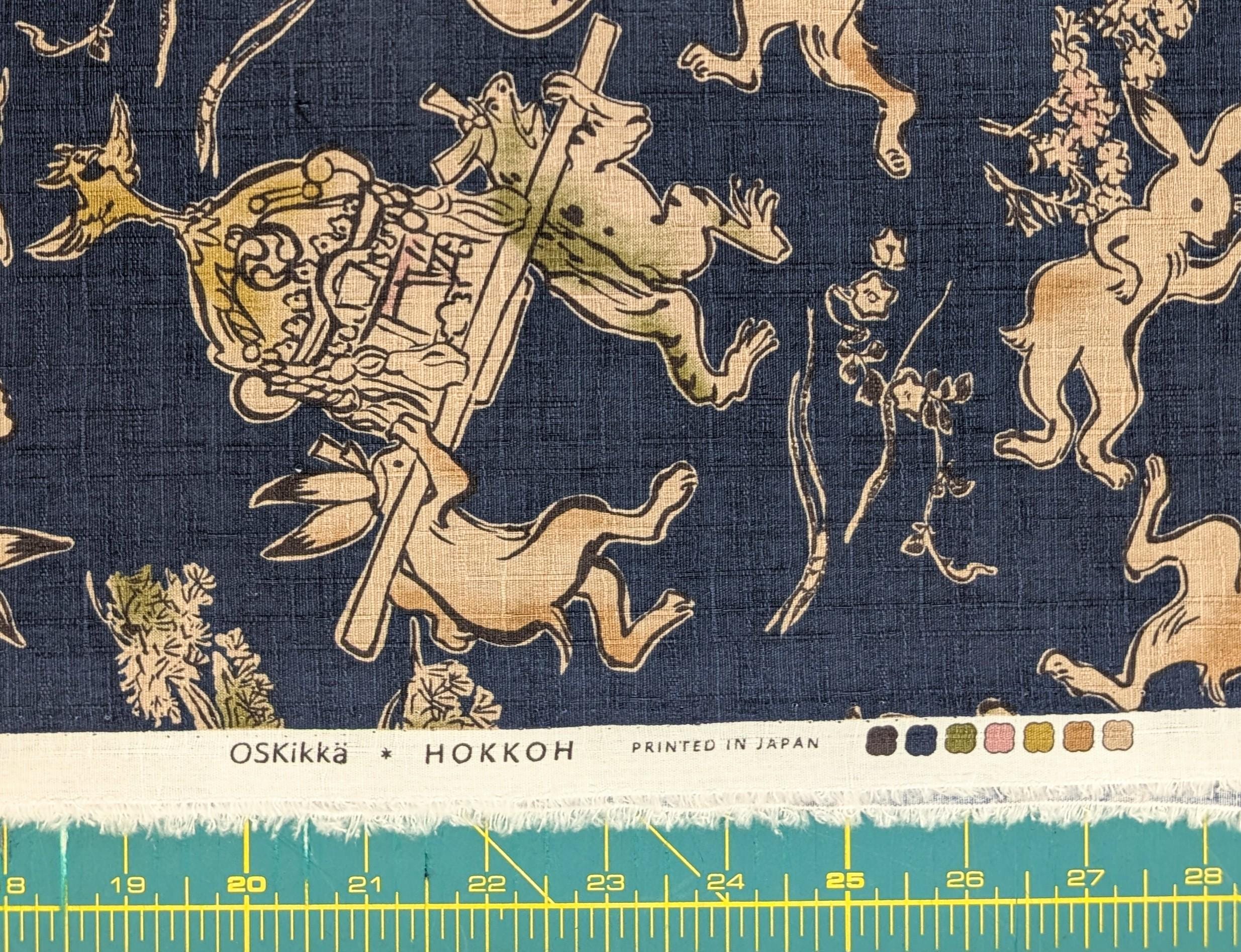 NEW Taiko Animals Hokkoh Japanese cotton dobby fabric 1024-130-4 D blue