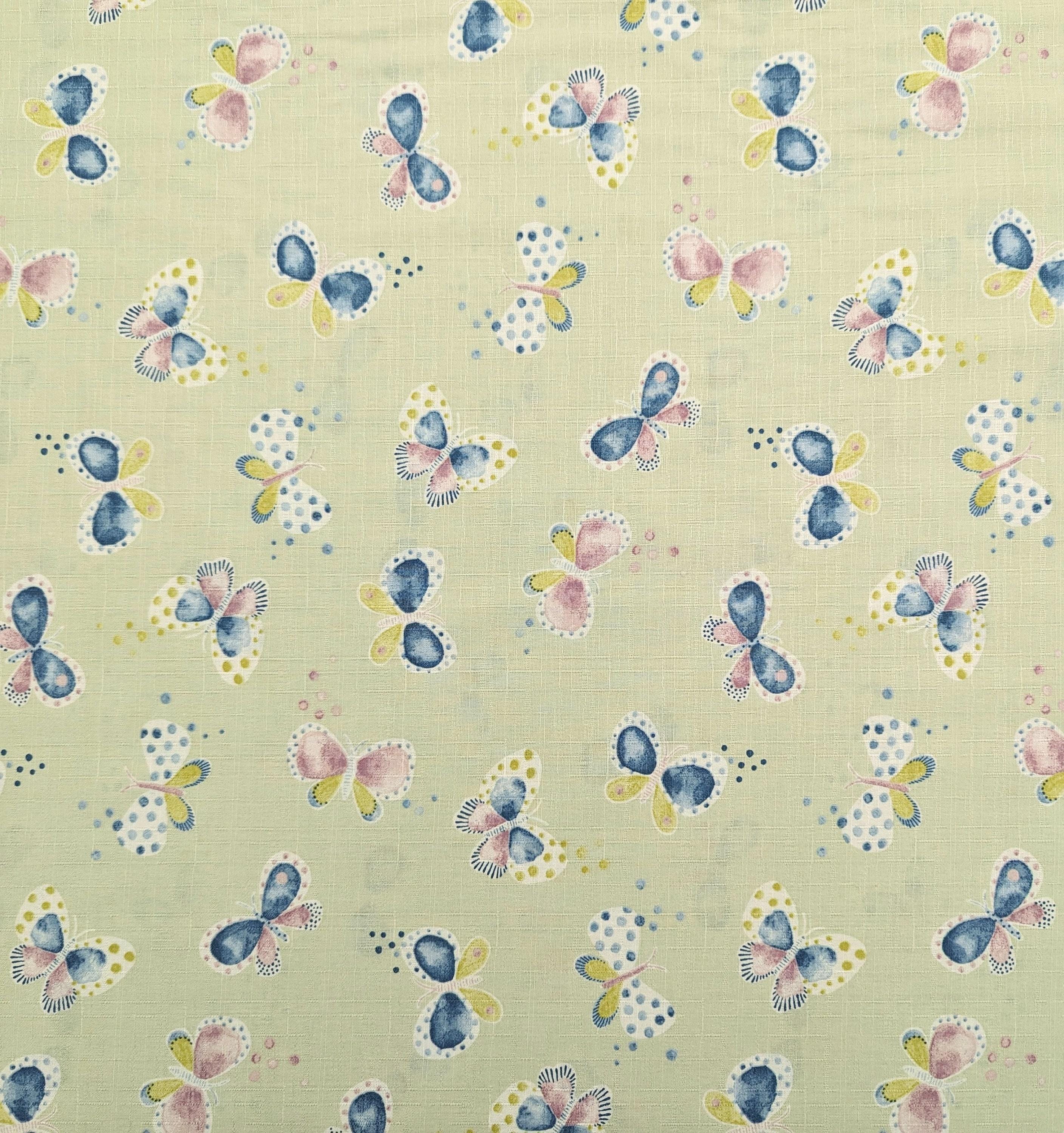 Koizumi - Pastel Butterflies Cotton Dobby - Light Green