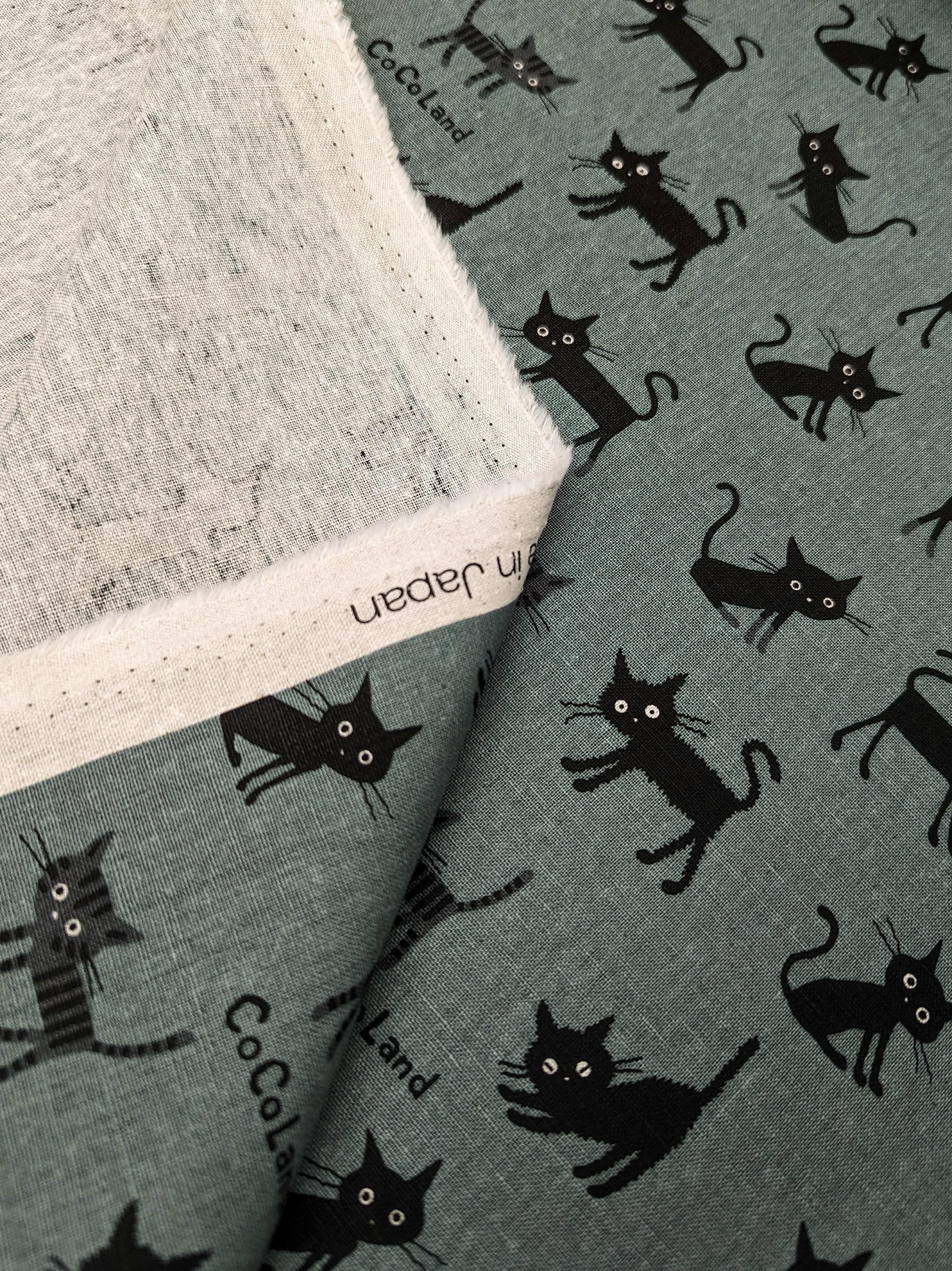 Hishiei - Cocoland Medium Cats Cotton/Linen Oxford - Rustic Teal