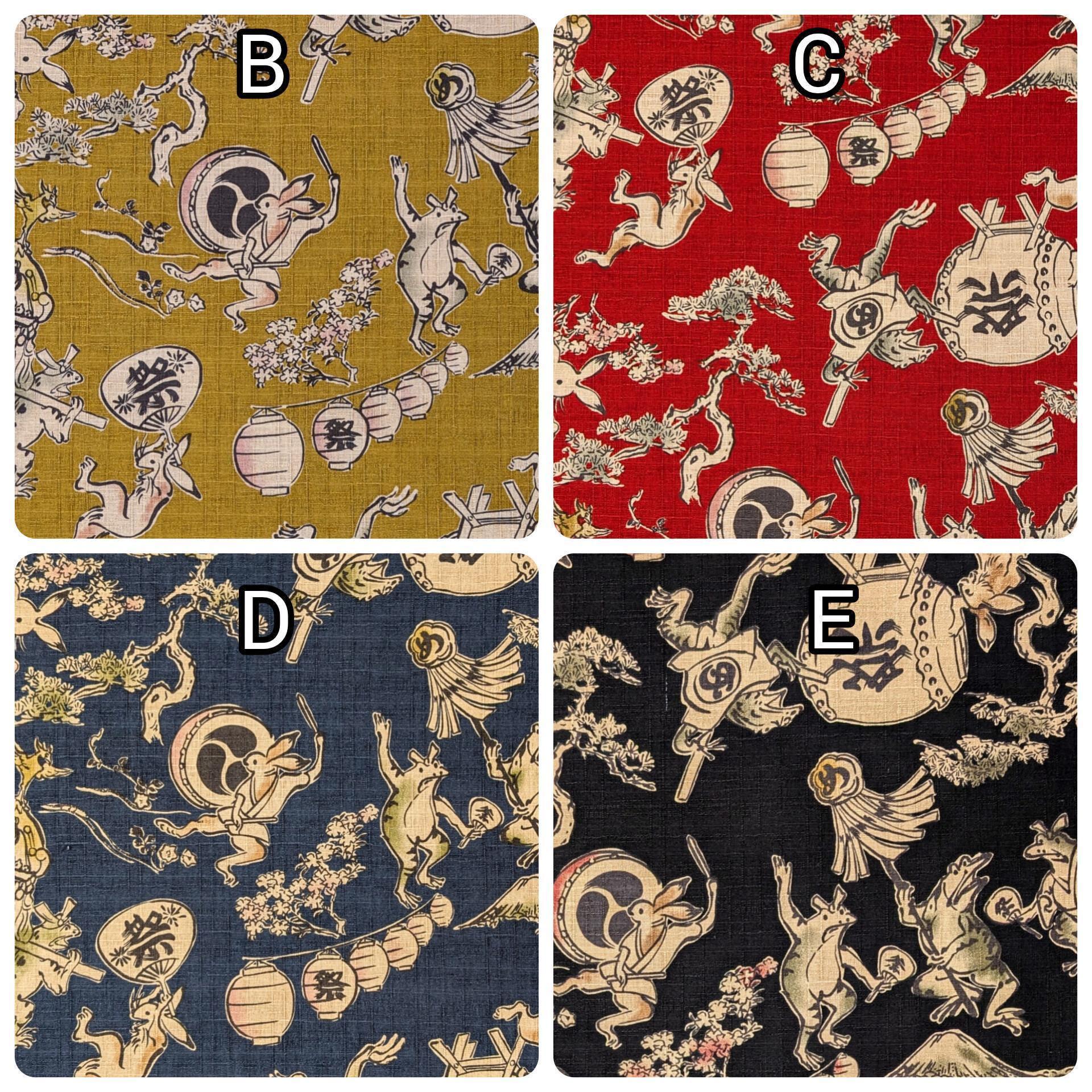 NEW Taiko Animals Hokkoh Japanese cotton dobby fabric 1024-130-4 D blue
