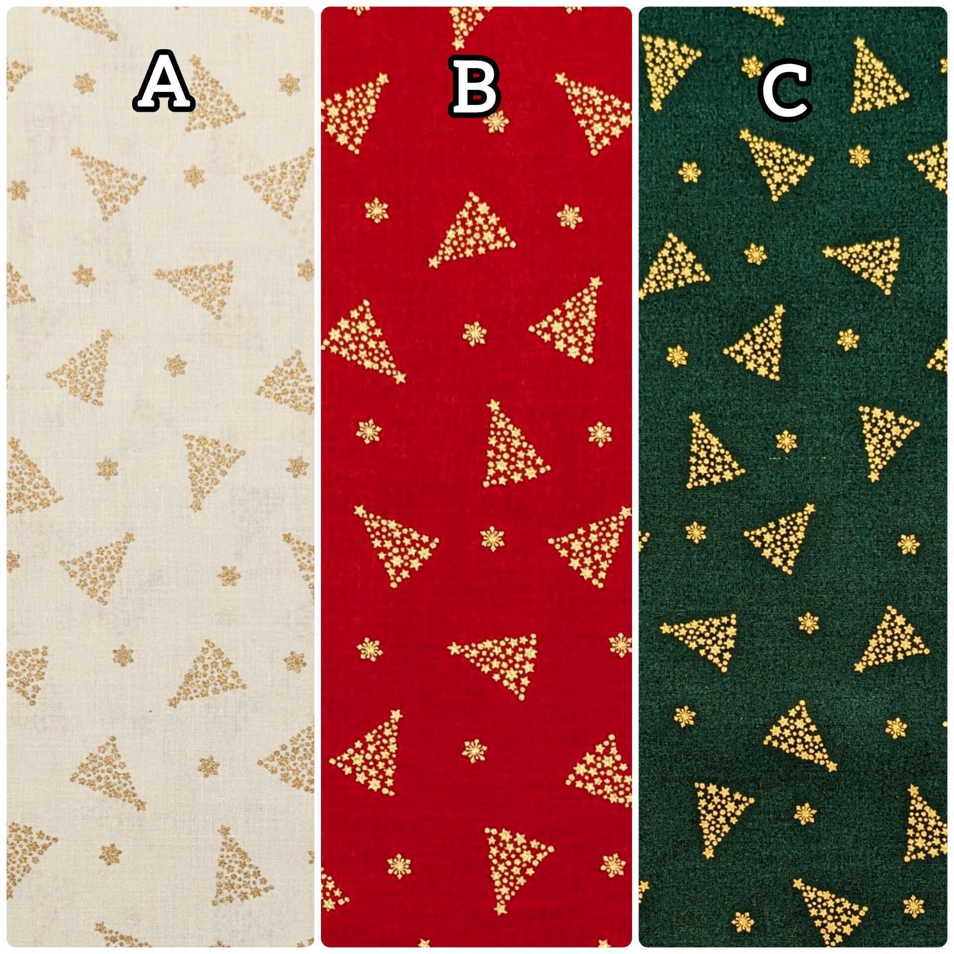 Hishiei - Golden Holiday Trees Cotton Fabric - Red