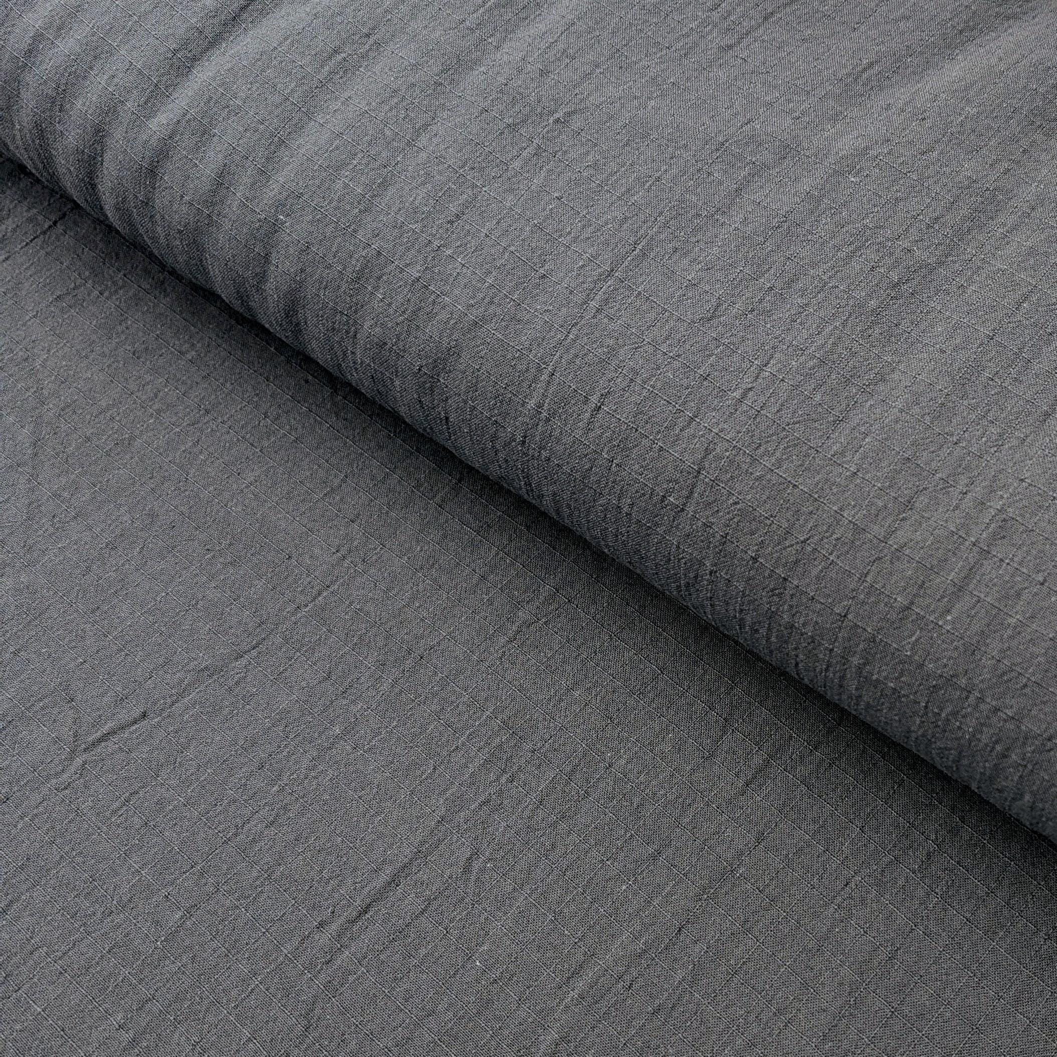 NEW Soft Gridded Dobby Cosmo Japanese cotton linen fabric AD-5747 266 gray blue