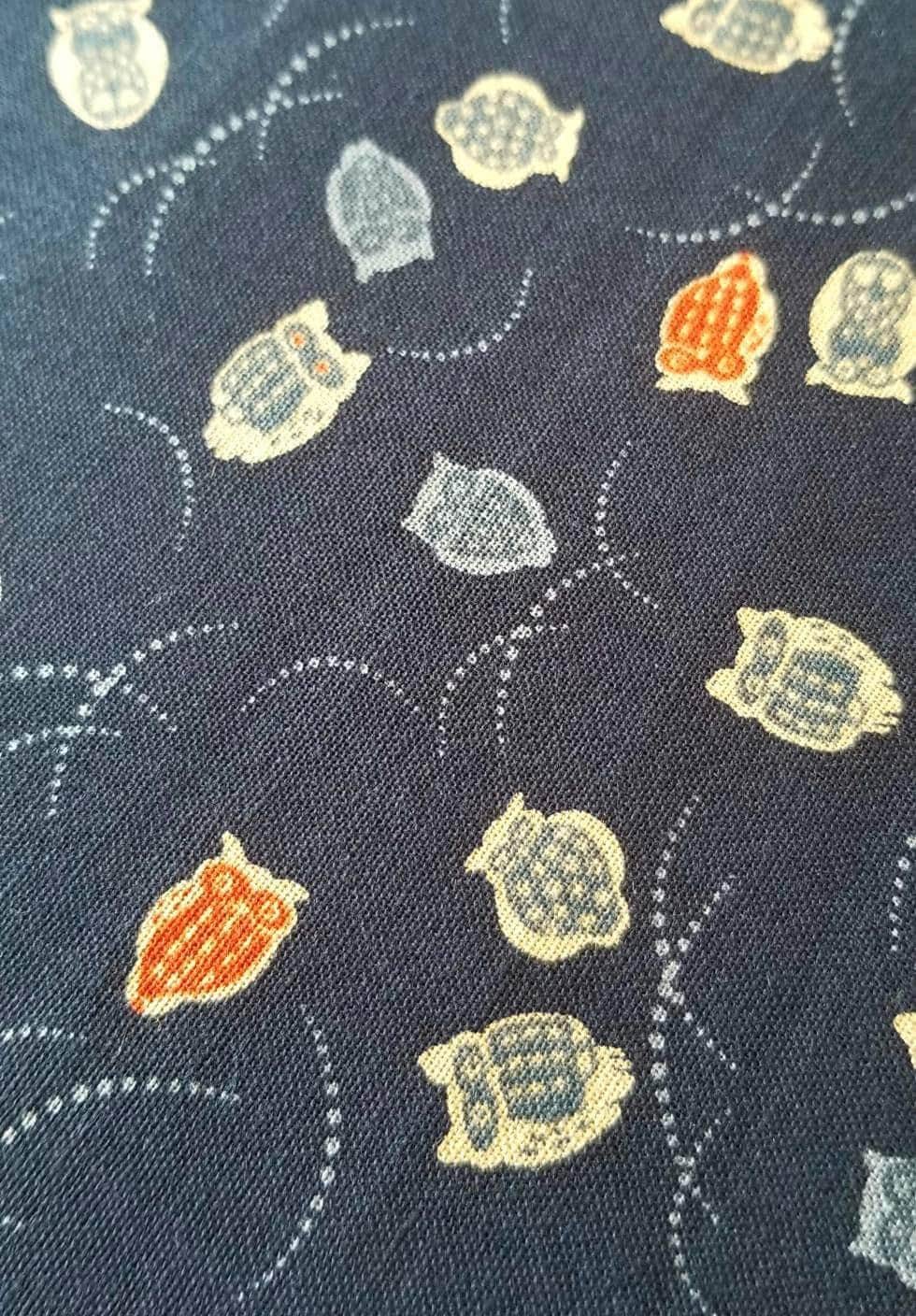 Sevenberry - Cute Owls Cotton Fabric - Navy Blue