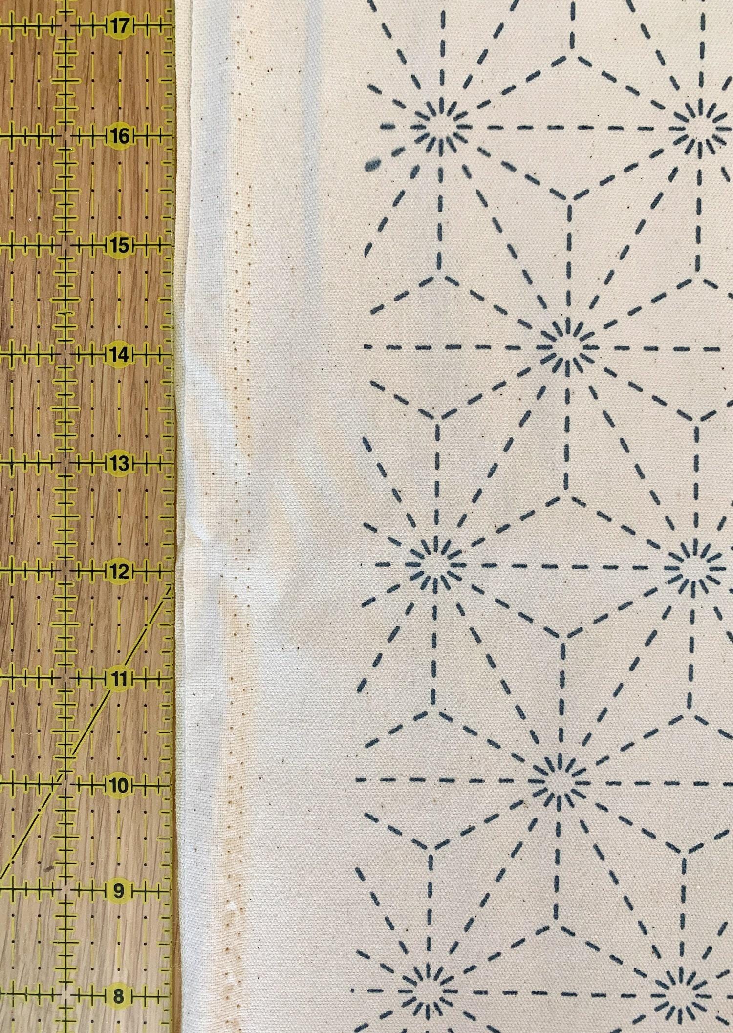 Olympus - Asanoha Stars Pre-Printed Sashiko Cotton Fabric - Ivory White