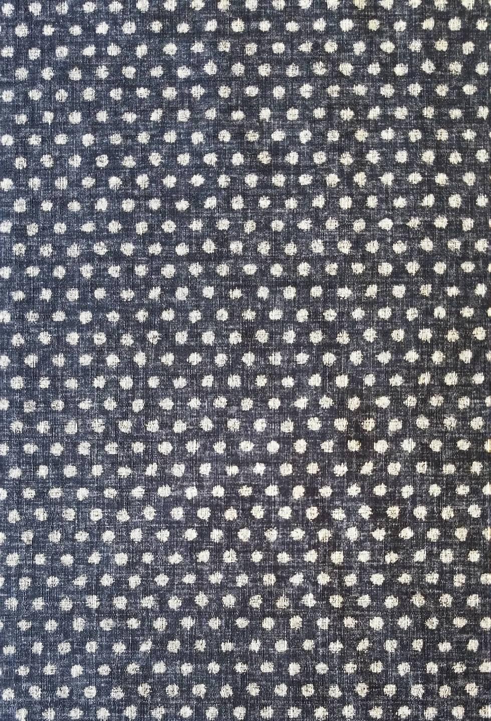 Morikiku - Small Dots Cotton Dobby - Navy Blue