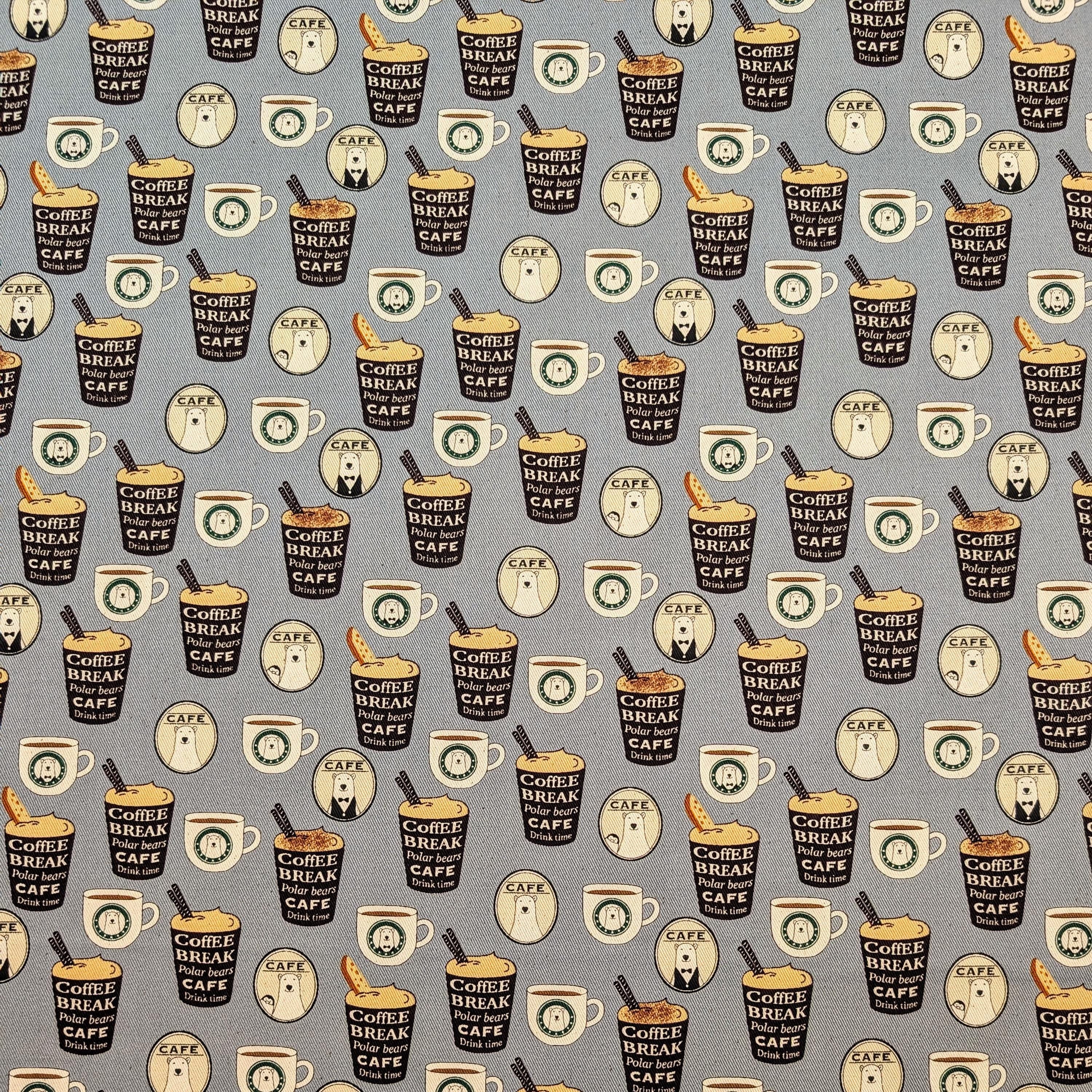 NEW Polar Bear Cafe Kobayashi Japanese cotton oxford twill fabric KTS-7066 C blue