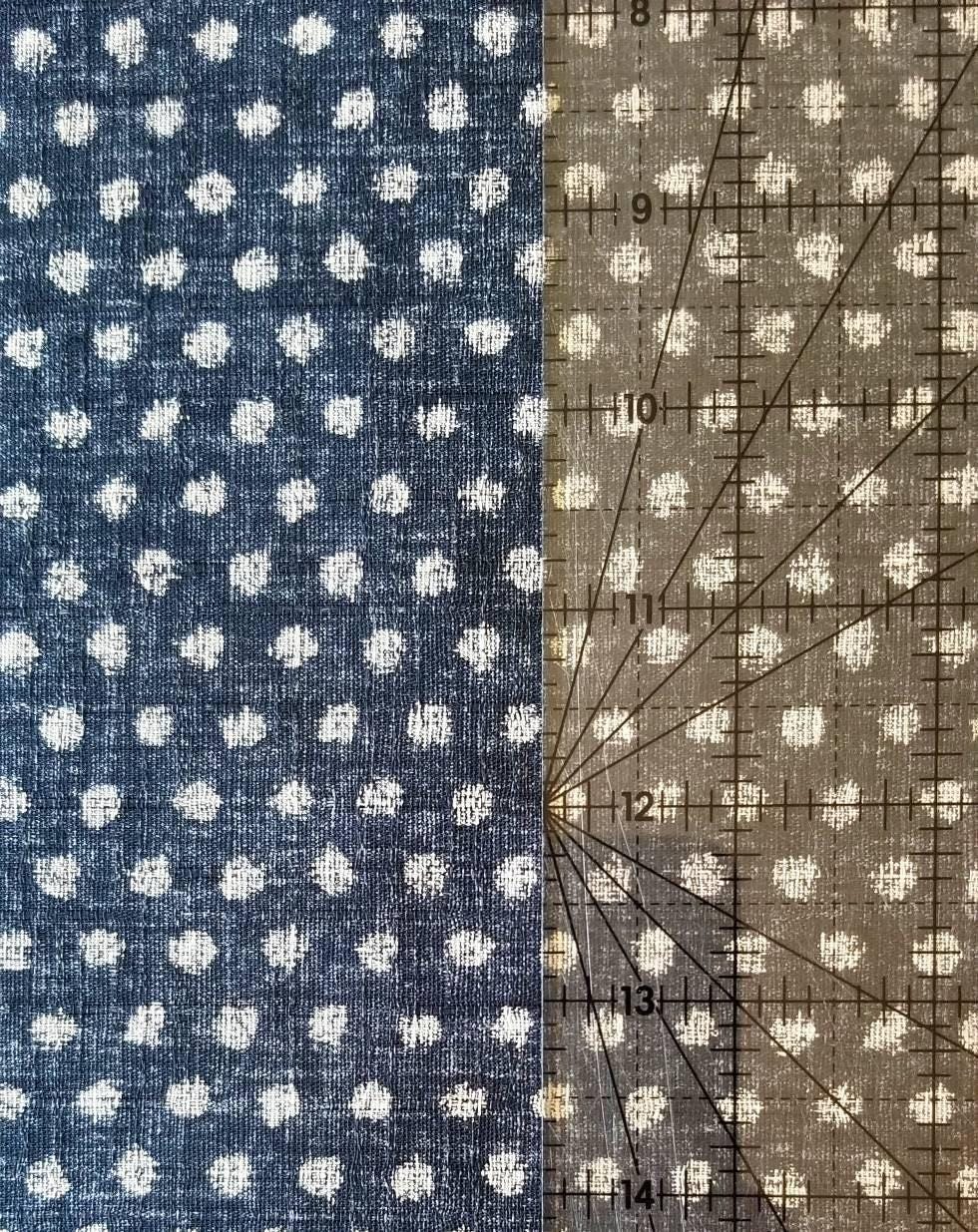 Morikiku - Small Dots Cotton Dobby - Navy Blue