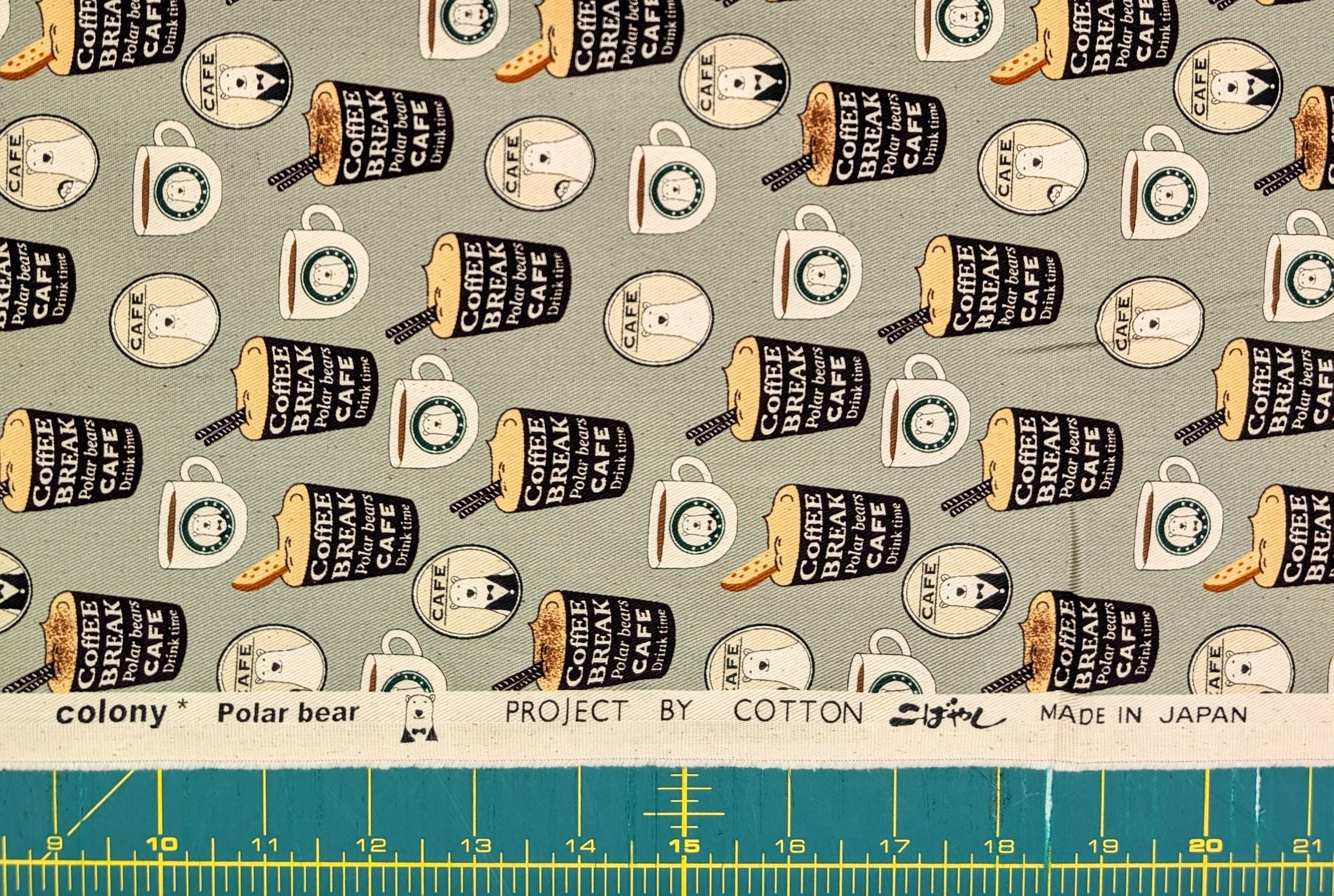 NEW Polar Bear Cafe Kobayashi Japanese cotton oxford twill fabric KTS-7066 D green