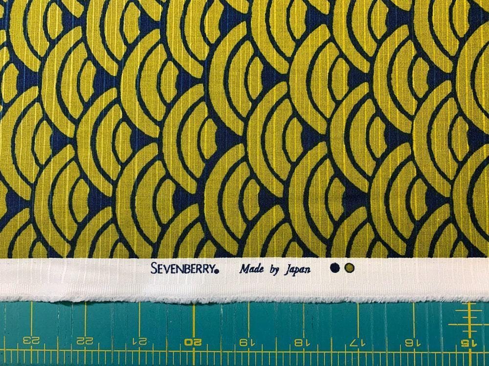 Sevenberry - Waves Cotton Dobby - Olive Navy Blue