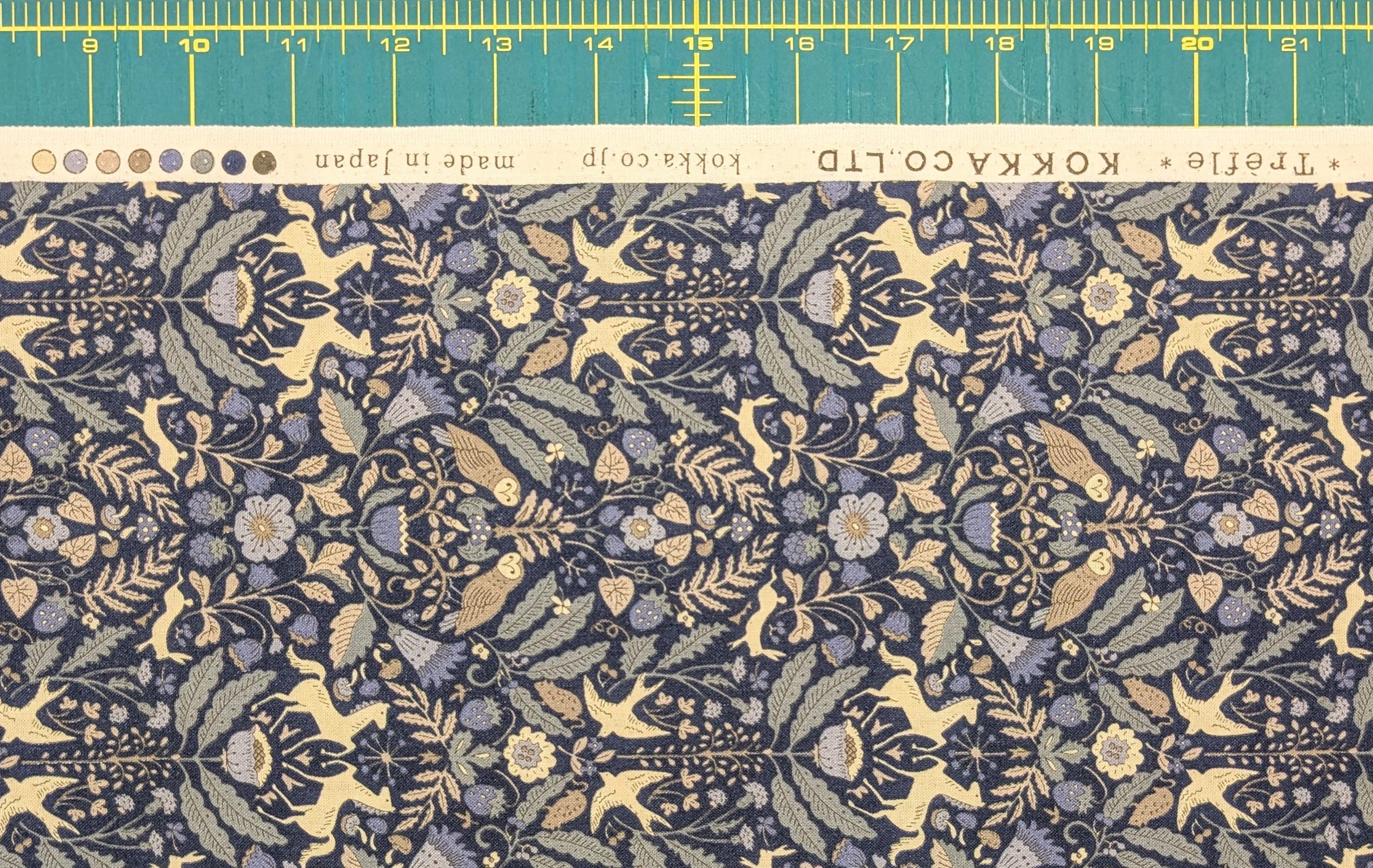 Kokka - Animal Forest Trèfle Cotton Sheeting - Blue