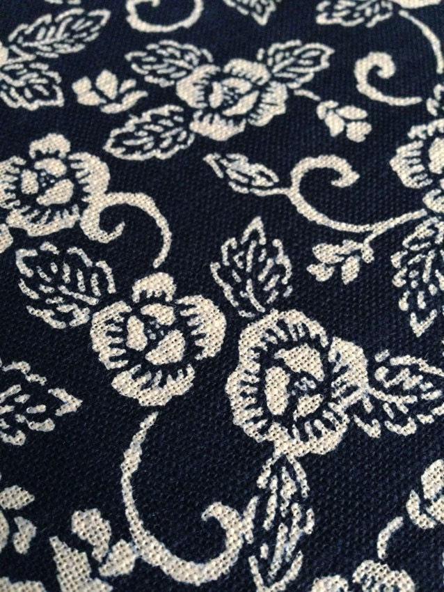 Sevenberry - Rustic Roses Homespun Cotton Fabric - Navy Indigo Navy Blue