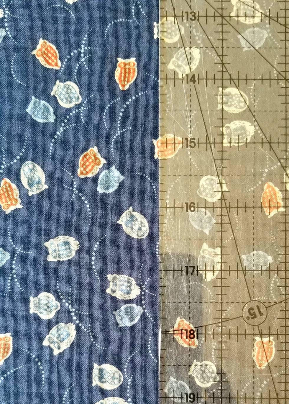 Sevenberry - Cute Owls Cotton Fabric - Navy Blue