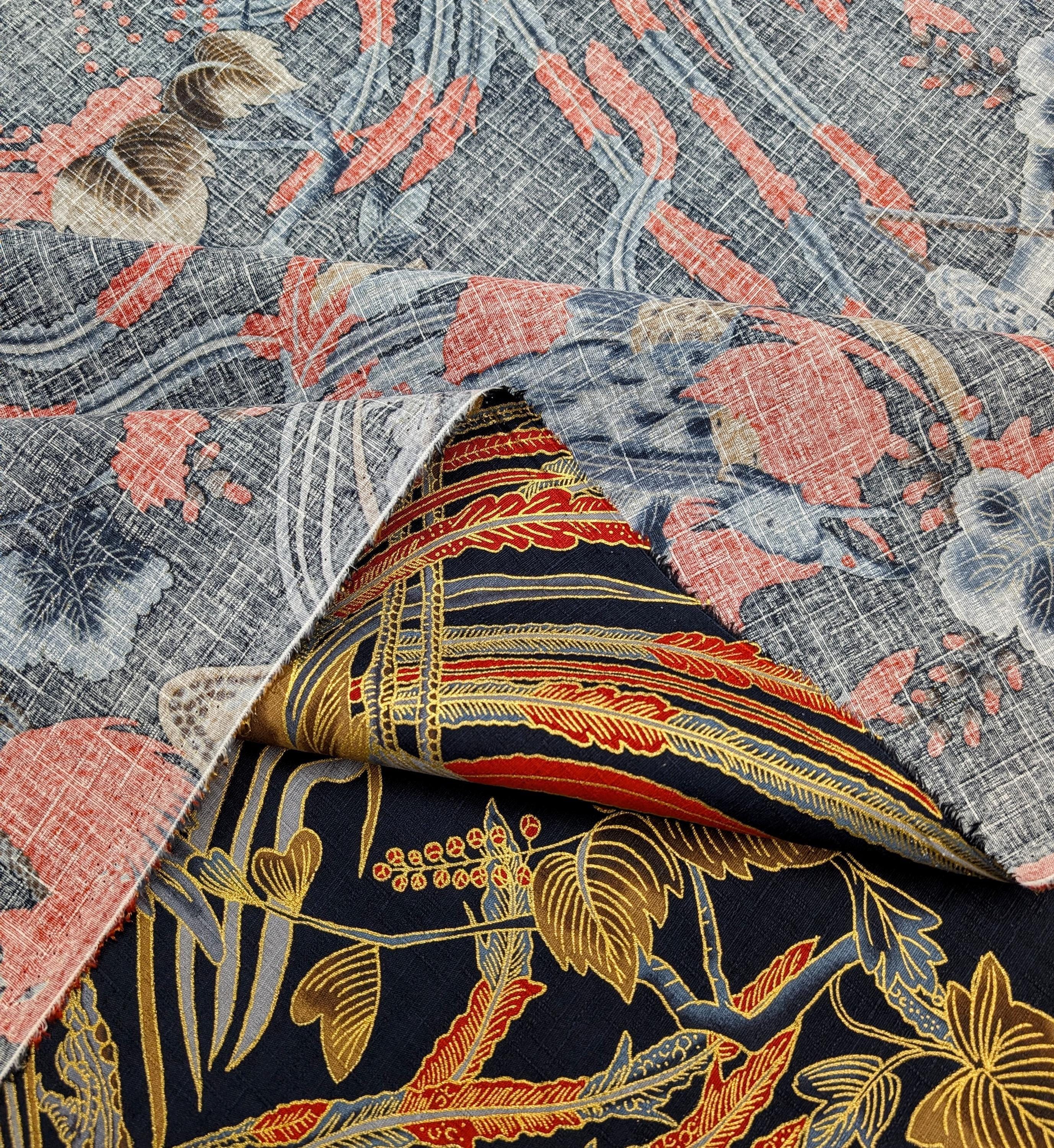 NEW Golden Phoenix Hokkoh Japanese cotton dobby fabric 1024-1110-1 D navy