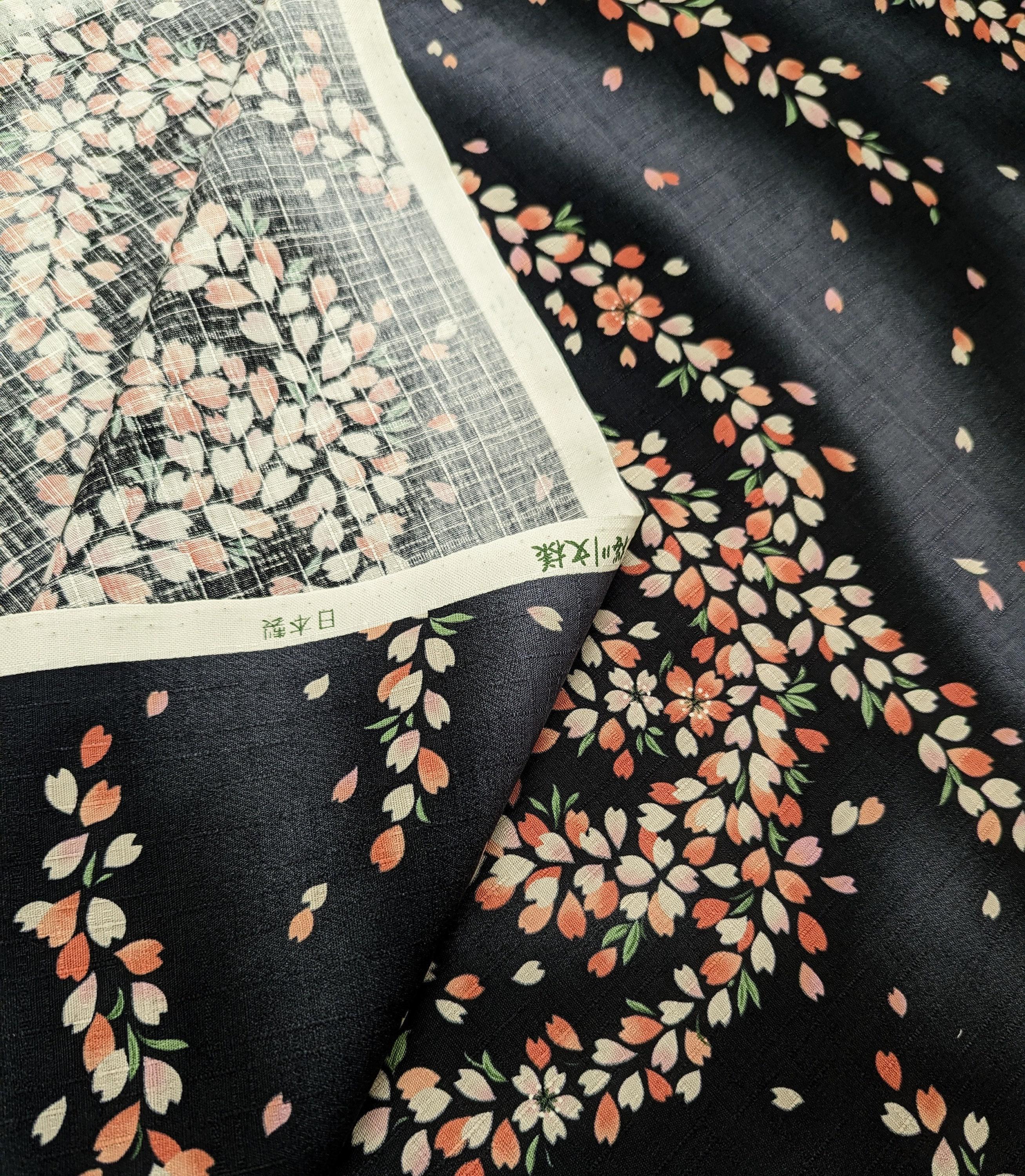 Kobayashi - Breezy Cherry Blossoms Cotton Dobby - Black