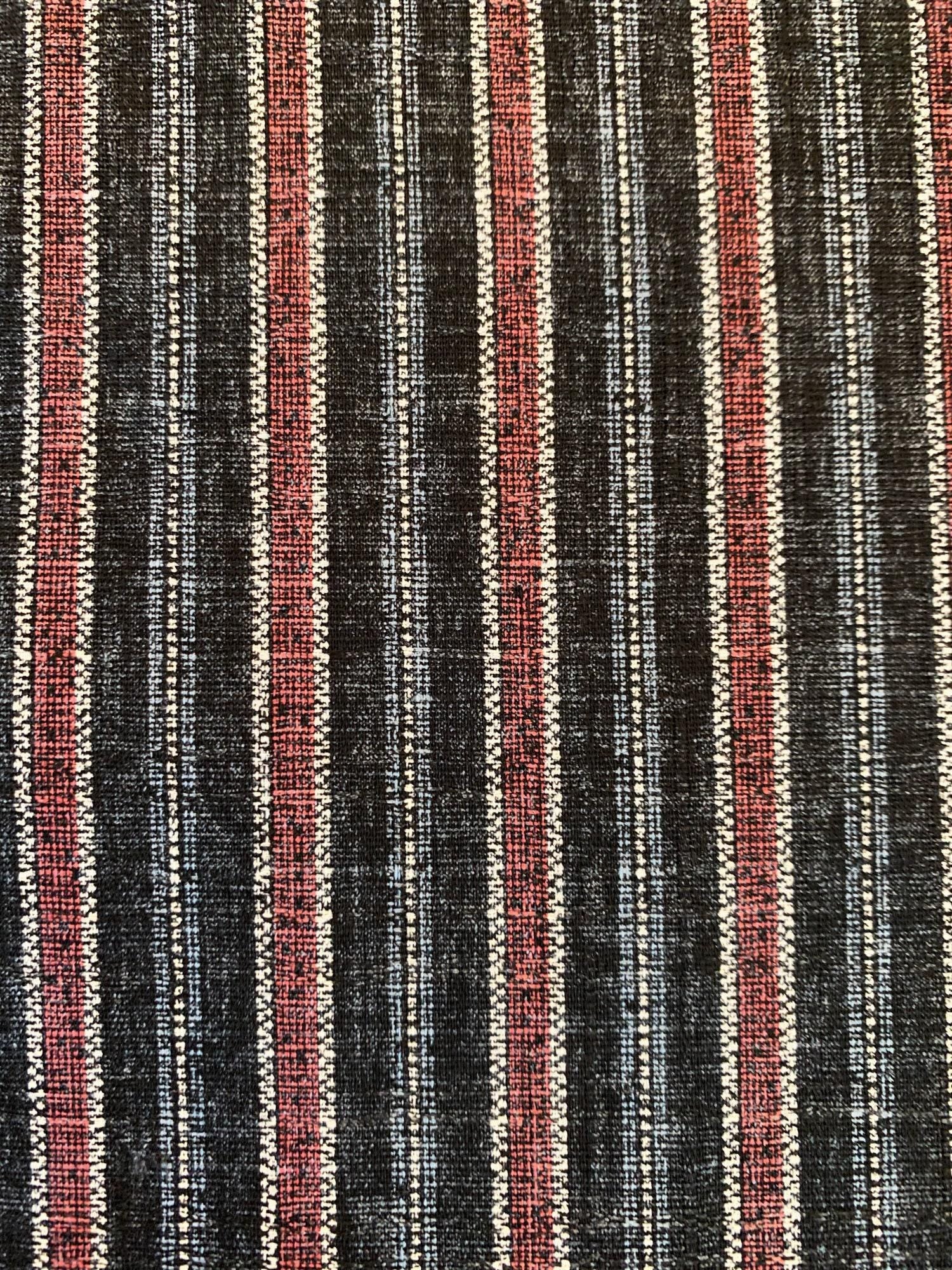 Morikiku - Stripe Cotton Dobby - Black Blue Red White