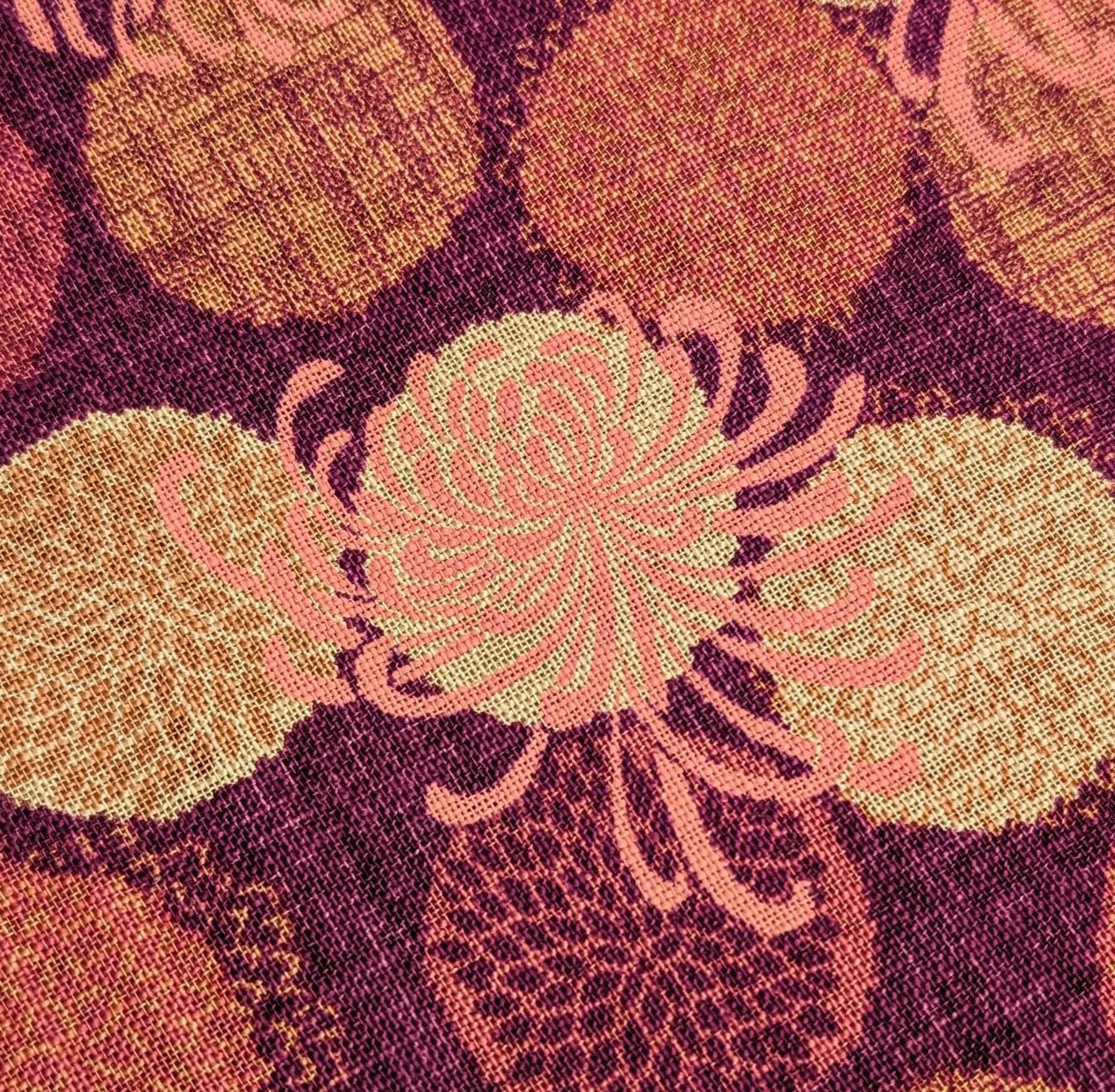 Sevenberry - Rustic Chrysanthemums Cotton Fabric - Purple Beige Pink